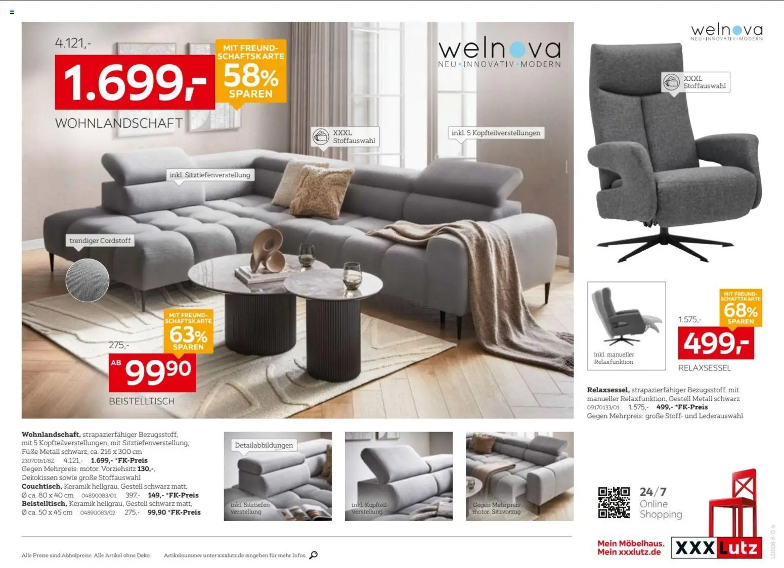 XXXLutz Nr. 1 beim Preis – gültig ab 01.08.2026 | Seite: 9 | Produkte: Wohnlandschaft, Relaxsessel, Beistelltisch