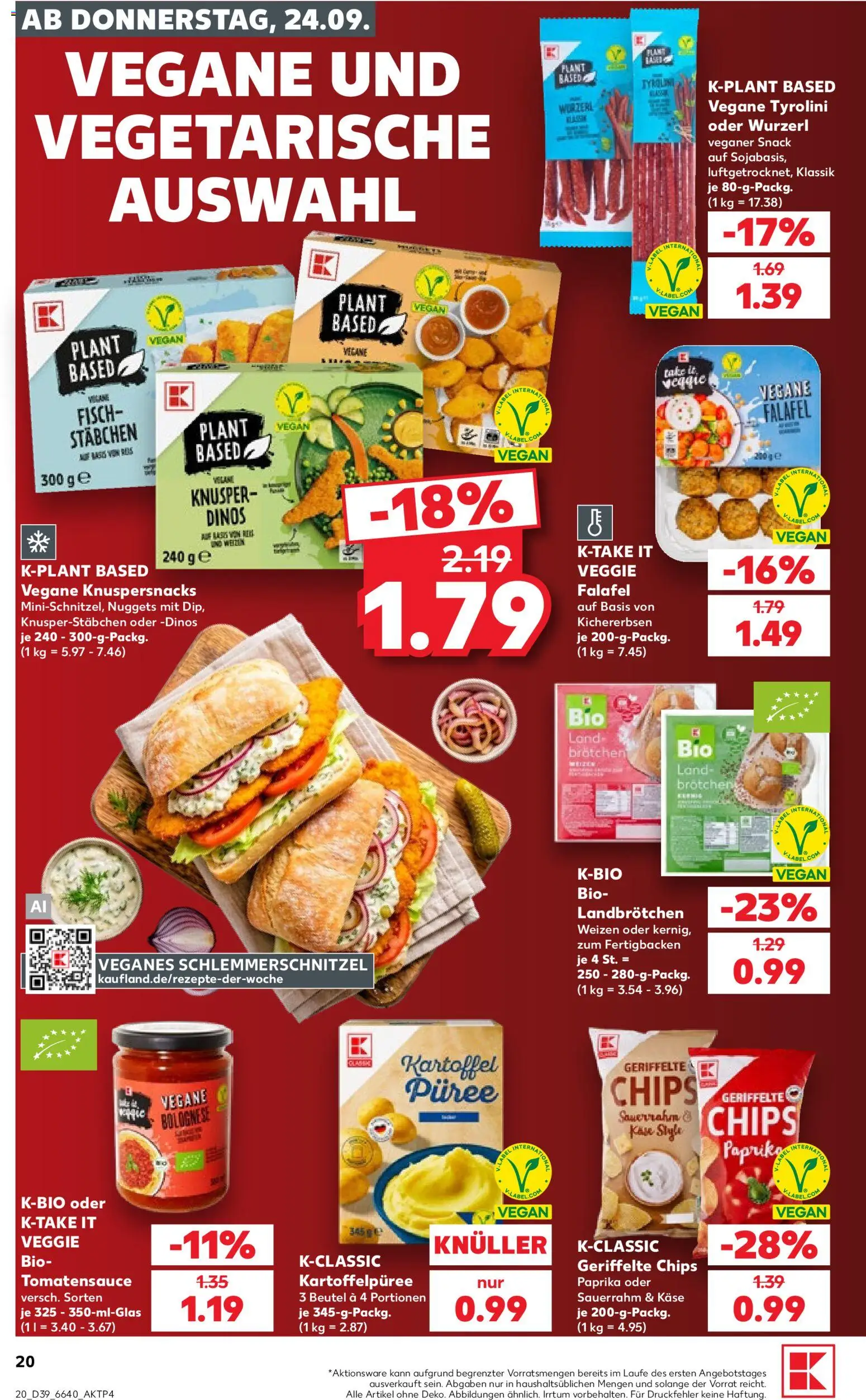 Kaufland Prospekt – gültig ab 24.09.2026 | Seite: 20 | Produkte: Käse, Fisch, Sauerrahm, Chips