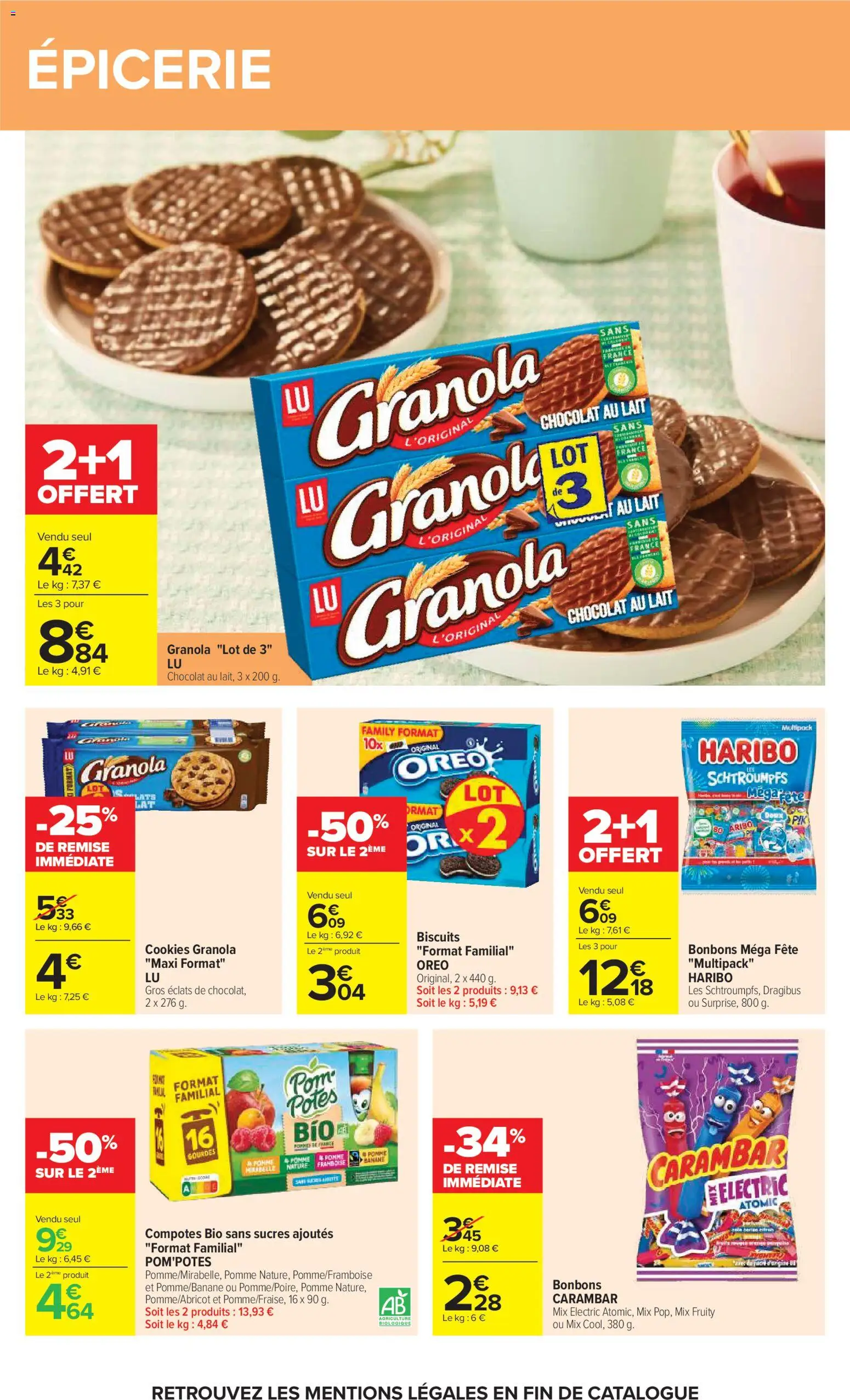 {H1} | Page: 43 | Produits: Pomme, Pom'potes, Cookies, Granola