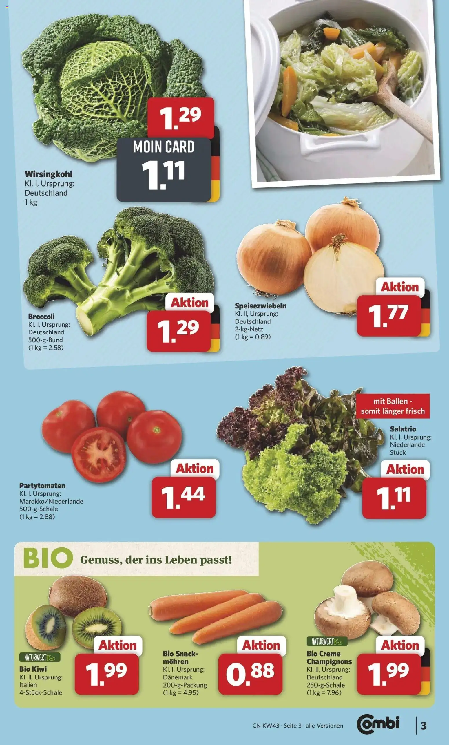 Combi Prospekt Detmold (ab 19.10.2026) zum Blättern | Seite: 3 | Produkte: Creme, Mohren, Champignons, Kiwi