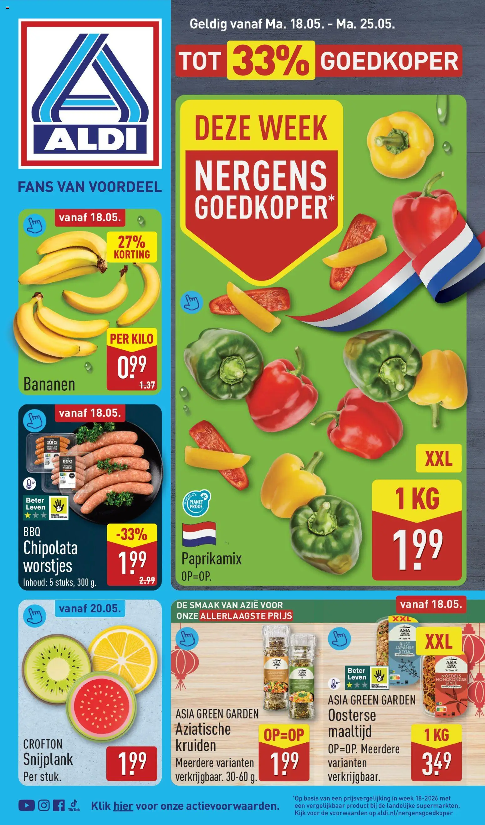{H1} | Pagina: 1 | Producten: Bananen, Noedels, Chipolata, Szeletelt bacon