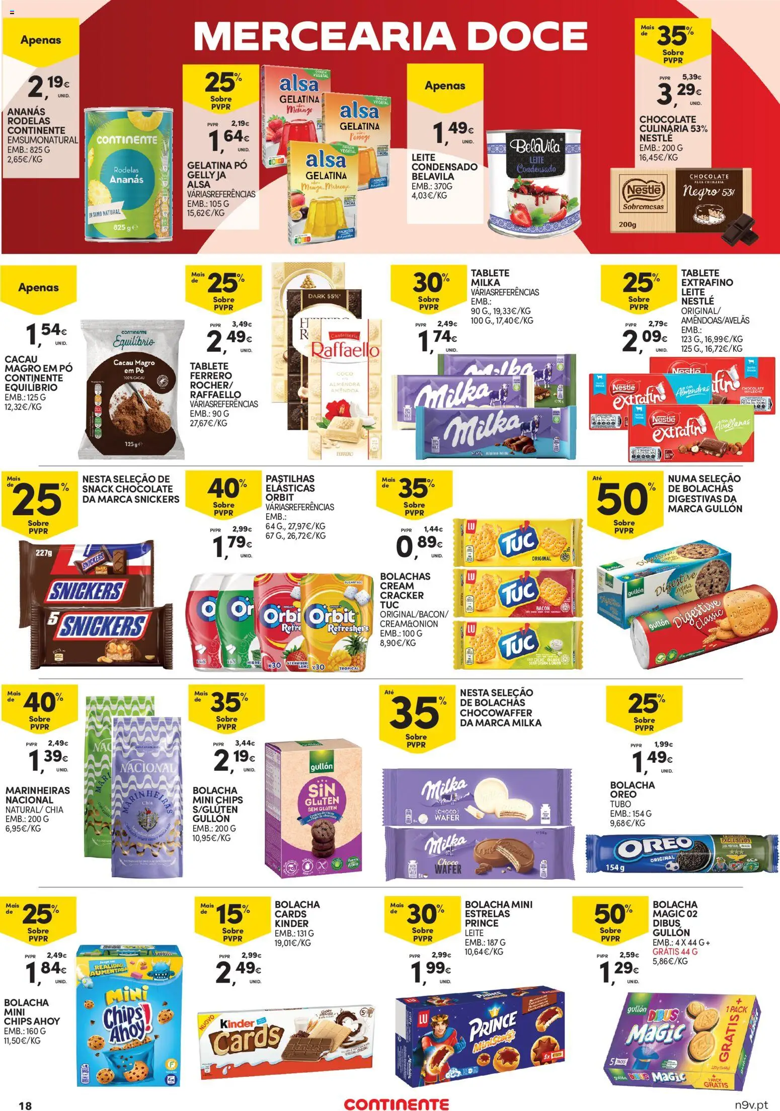 Continente Açores │ válido de 25/06/2026 | Página: 18 | Produtos: Bacon, Bolachas, Nestlé, Sumo