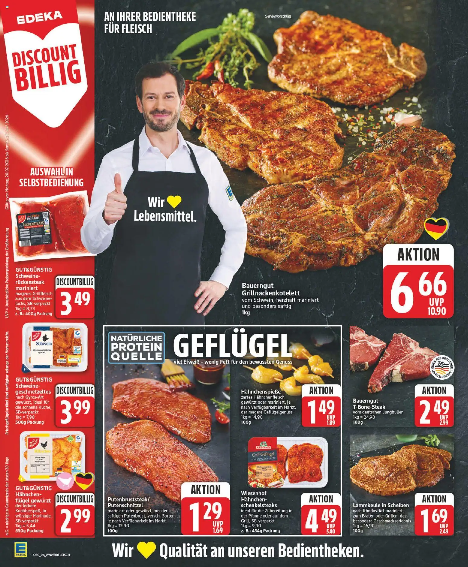 Elli Markt Prospekt Rietberg – gültig ab 20.07.2026 | Seite: 4 | Produkte: Hahnchen, Grillfleisch, Putenschnitzel, Bauerngut