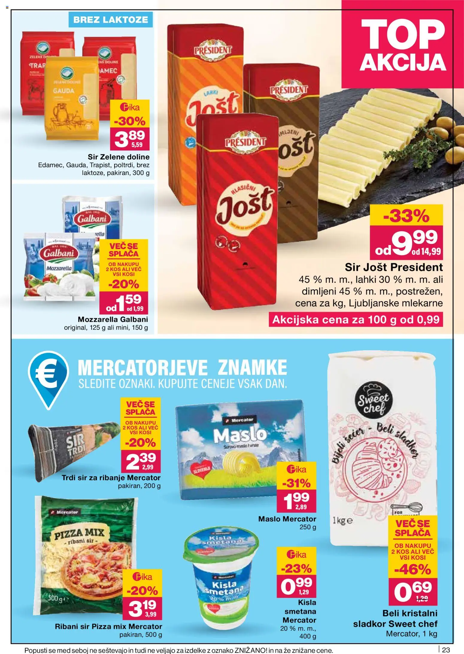 Novi Mercator katalog ponudbe – veljaven od 07.05.2026 | Stran: 23 | Izdelki: Kos, Sir, Kisla smetana, Smetana