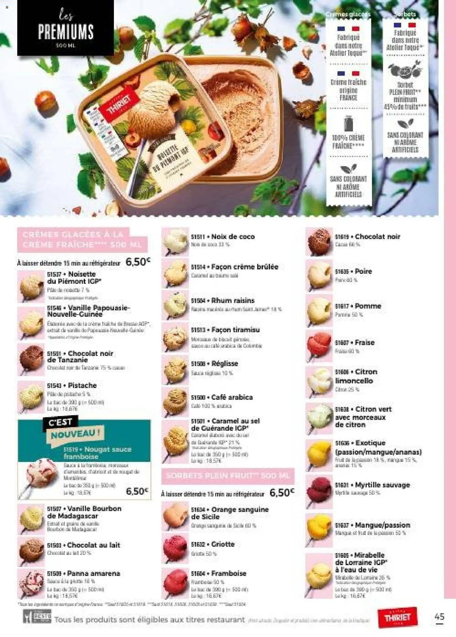 {H1} | Page: 45 | Produits: Noisette, Sel, Crème fraiche, Chocolat au lait
