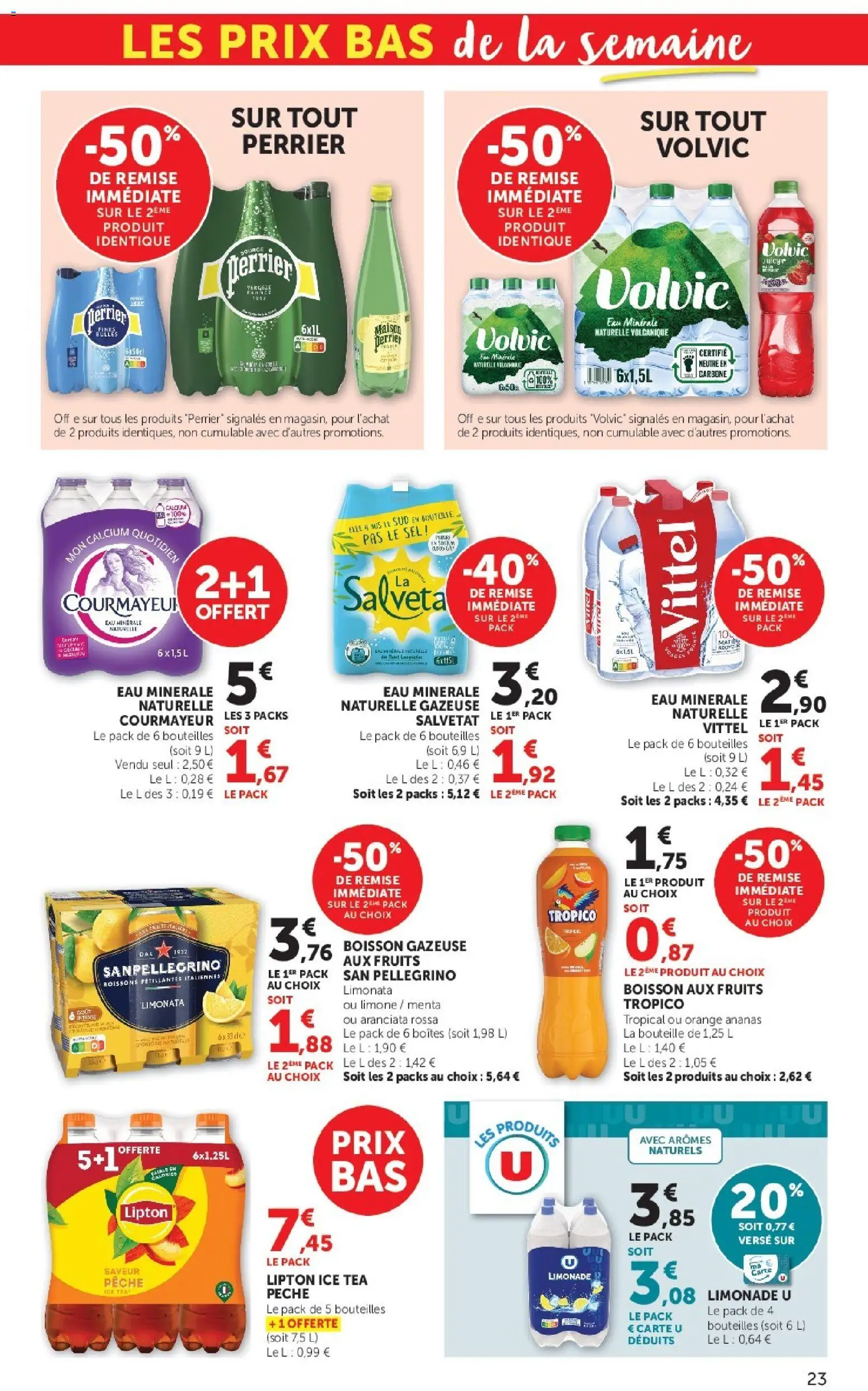 {H1} | Page: 23 | Produits: Volvic, Orange, Salvetat, Limonade