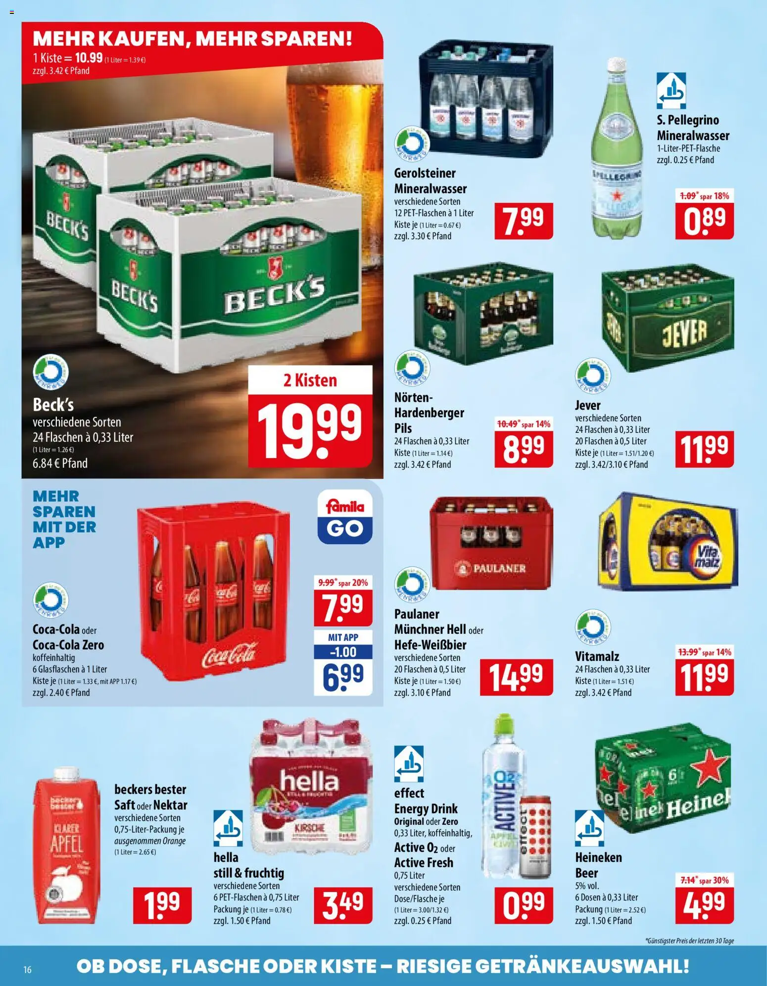 Famila Prospekt – gültig ab 10.08.2026 | Seite: 16 | Produkte: Cola, Heineken, Jever, Paulaner