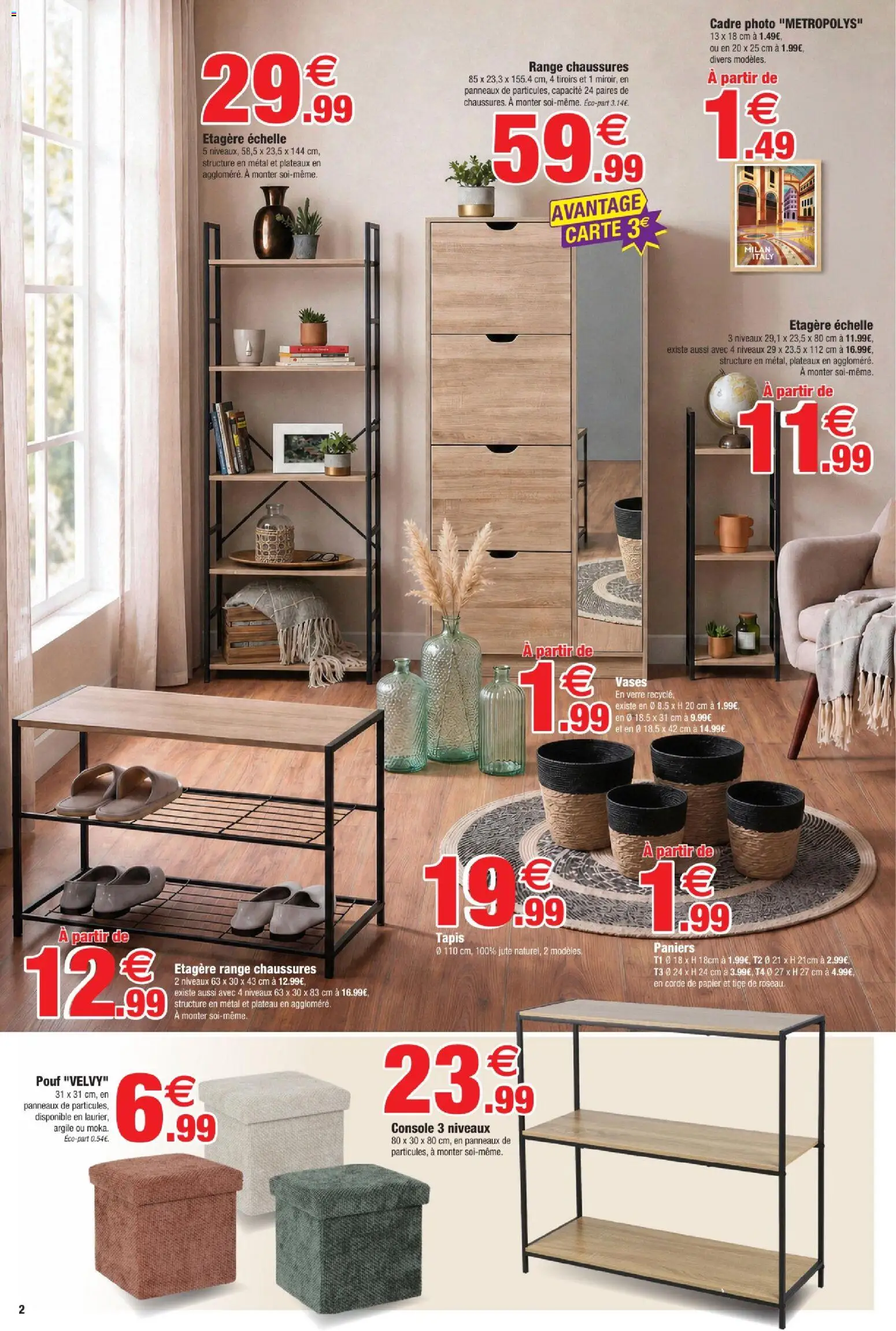 {H1} | Page: 2 | Produits: Étagère échelle, Argile, Étagère, Tapis