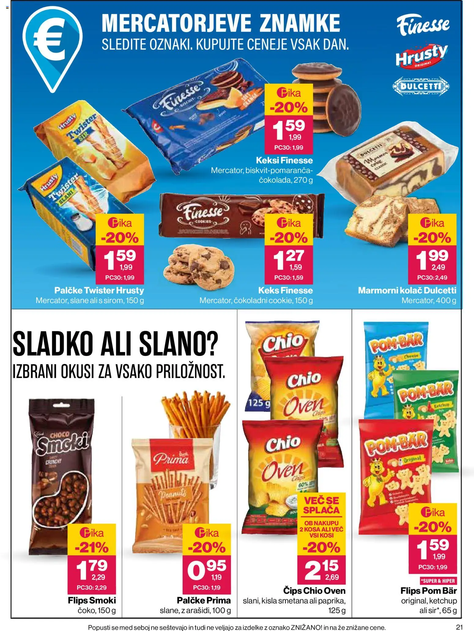 Novi Mercator katalog ponudbe – veljaven od 30.07.2026 | Stran: 21 | Izdelki: Kolač, Flips, Kisla smetana, Smetana