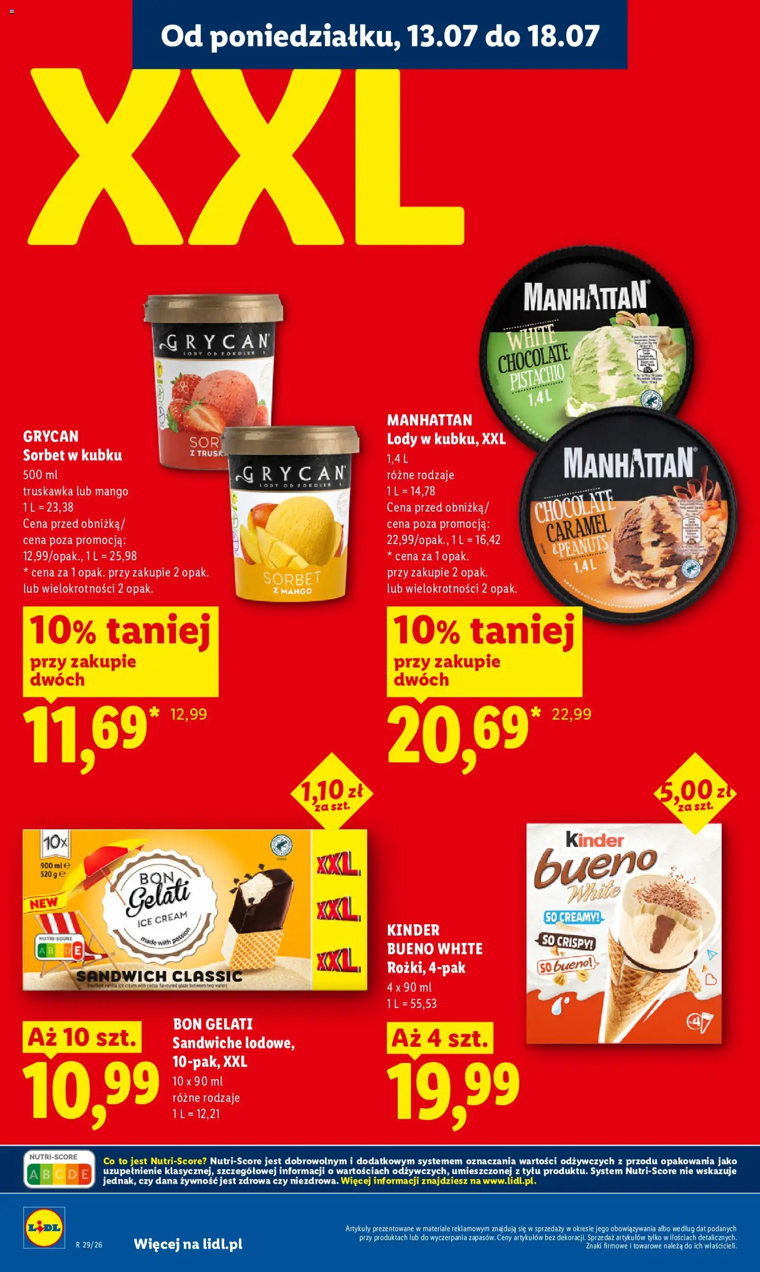 Lidl Polsko leták od 13.07.2026 | Strana: 54 | Produkty: Mango, Bon Gelati, Kinder, Sorbet