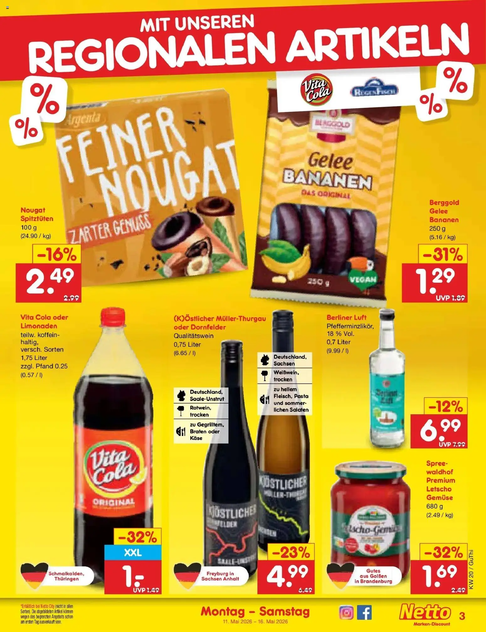 Netto Marken-Discount Prospekt Machern	 – gültig ab 10.05.2026 | Seite: 49 | Produkte: Berliner, Cola, Bananen, Gemüse