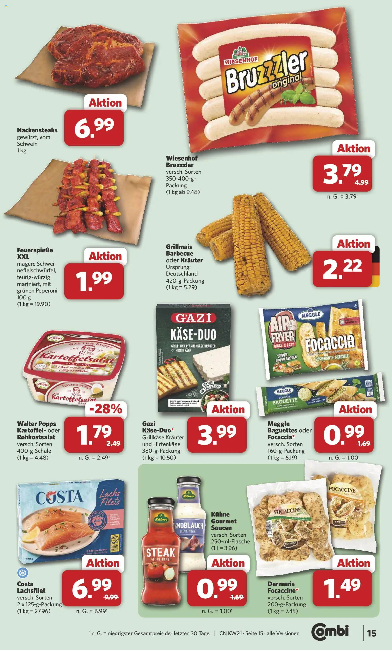 Combi Prospekt 	 – gültig ab 18.05.2026 | Seite: 15 | Produkte: Lachs, Knoblauch, Steak, Salat