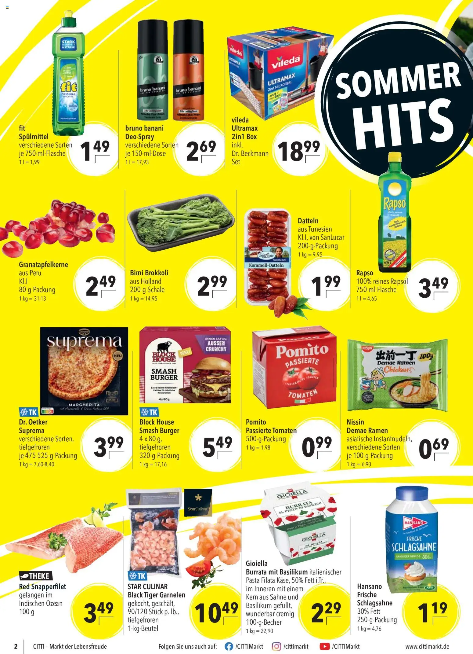 CITTI Markt Prospekt – gültig ab 08.07.2026 | Seite: 2 | Produkte: Burger, Tomaten, Deospray, Pasta