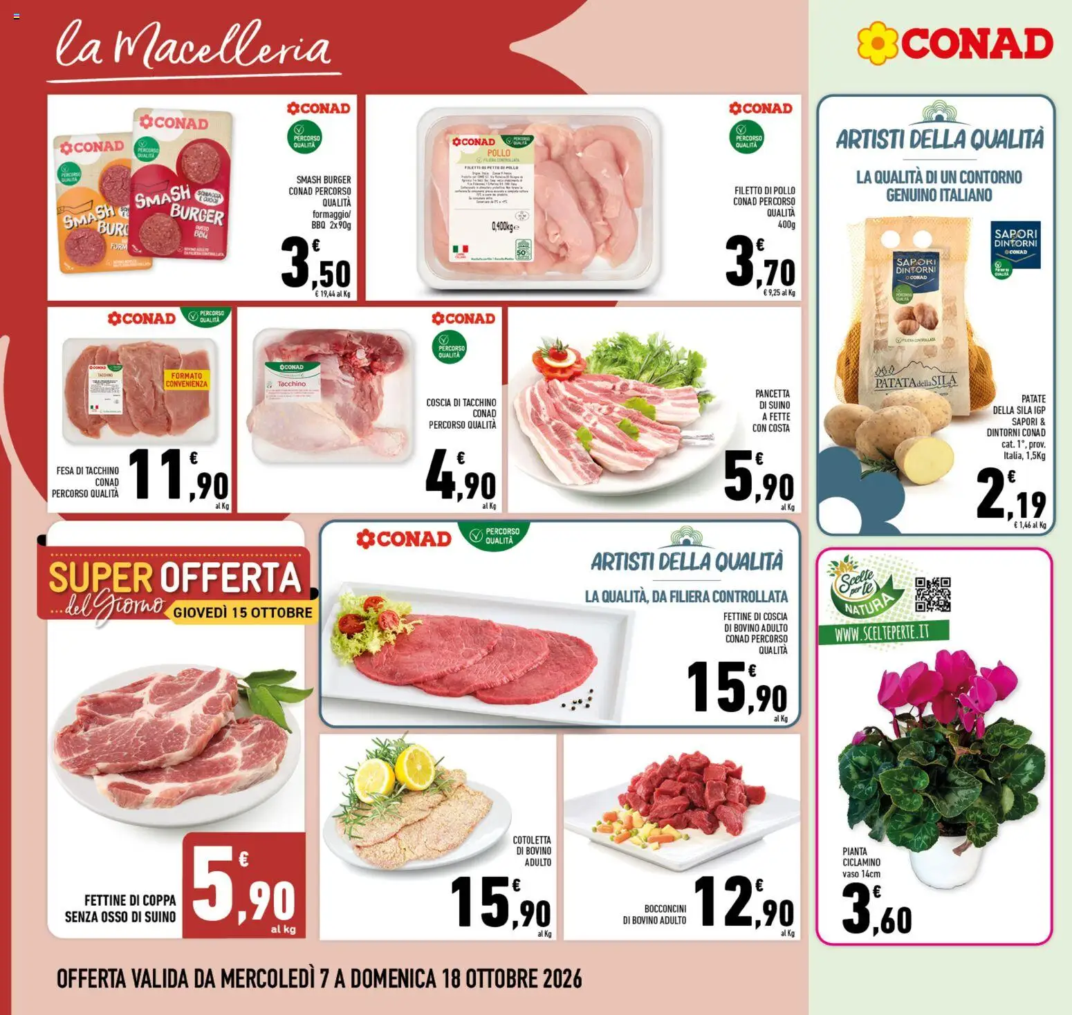 Volantino Conad del 07/10/2026 | Pagina: 6 | Prodotti: Bovino, Petto di Pollo, Pollo, Tacchino