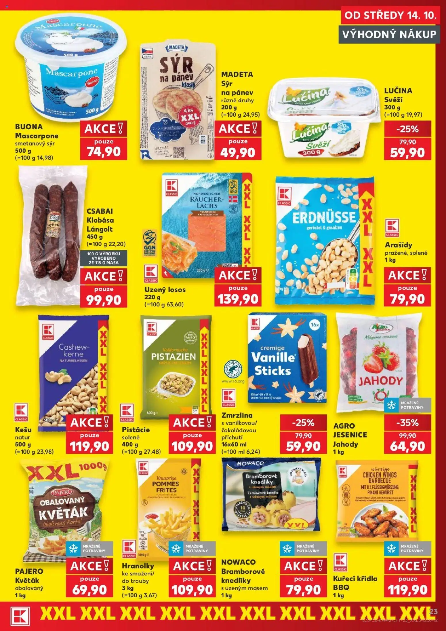 Kaufland leták od 14.10.2026 | Strana: 23 | Produkty: Lučina, Pistácie, Klobása, Uzený losos