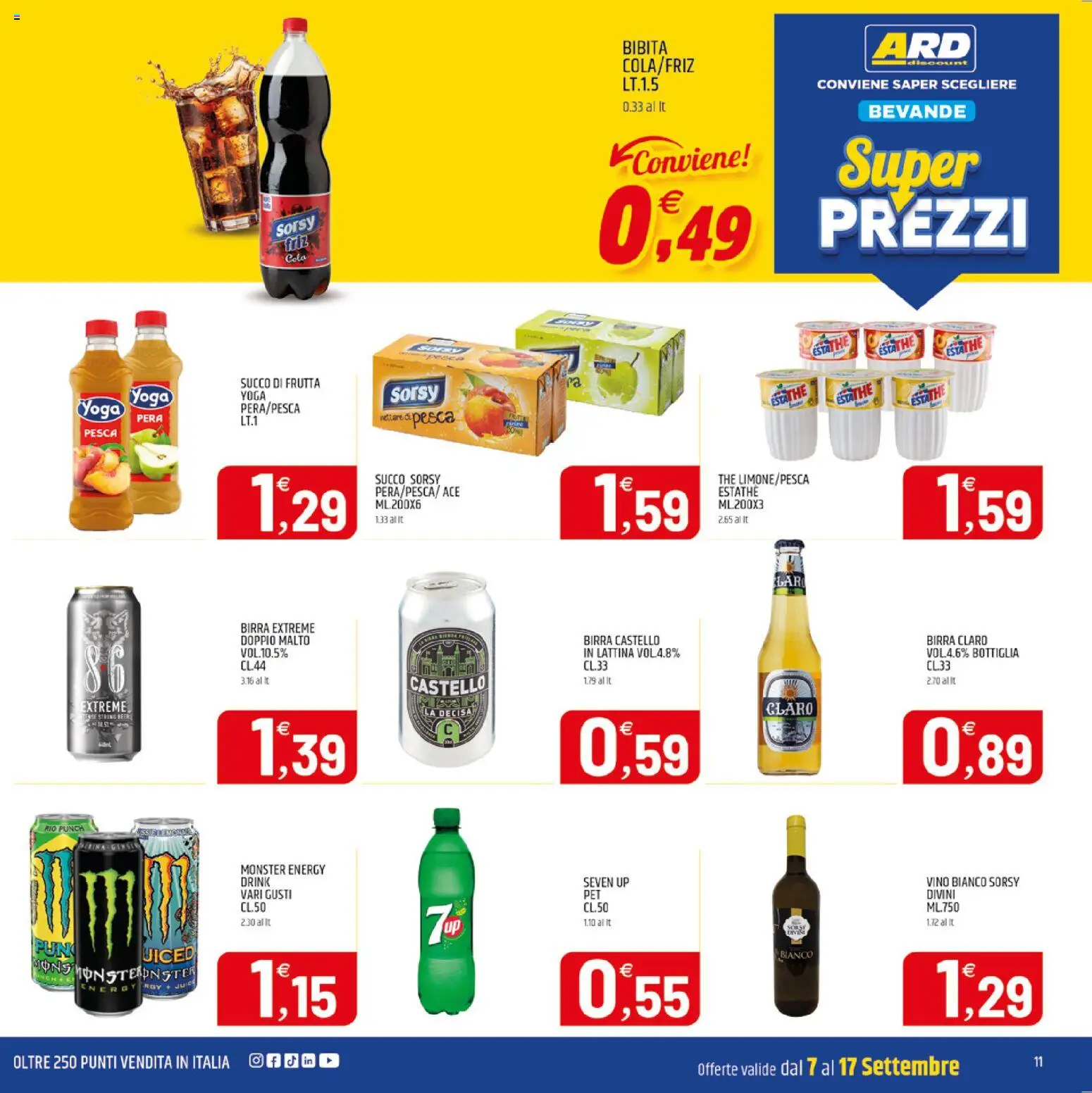 Volantino ARD Discount del 07/09/2026 | Pagina: 11 | Prodotti: Frutta, Pesca, The, Bibita