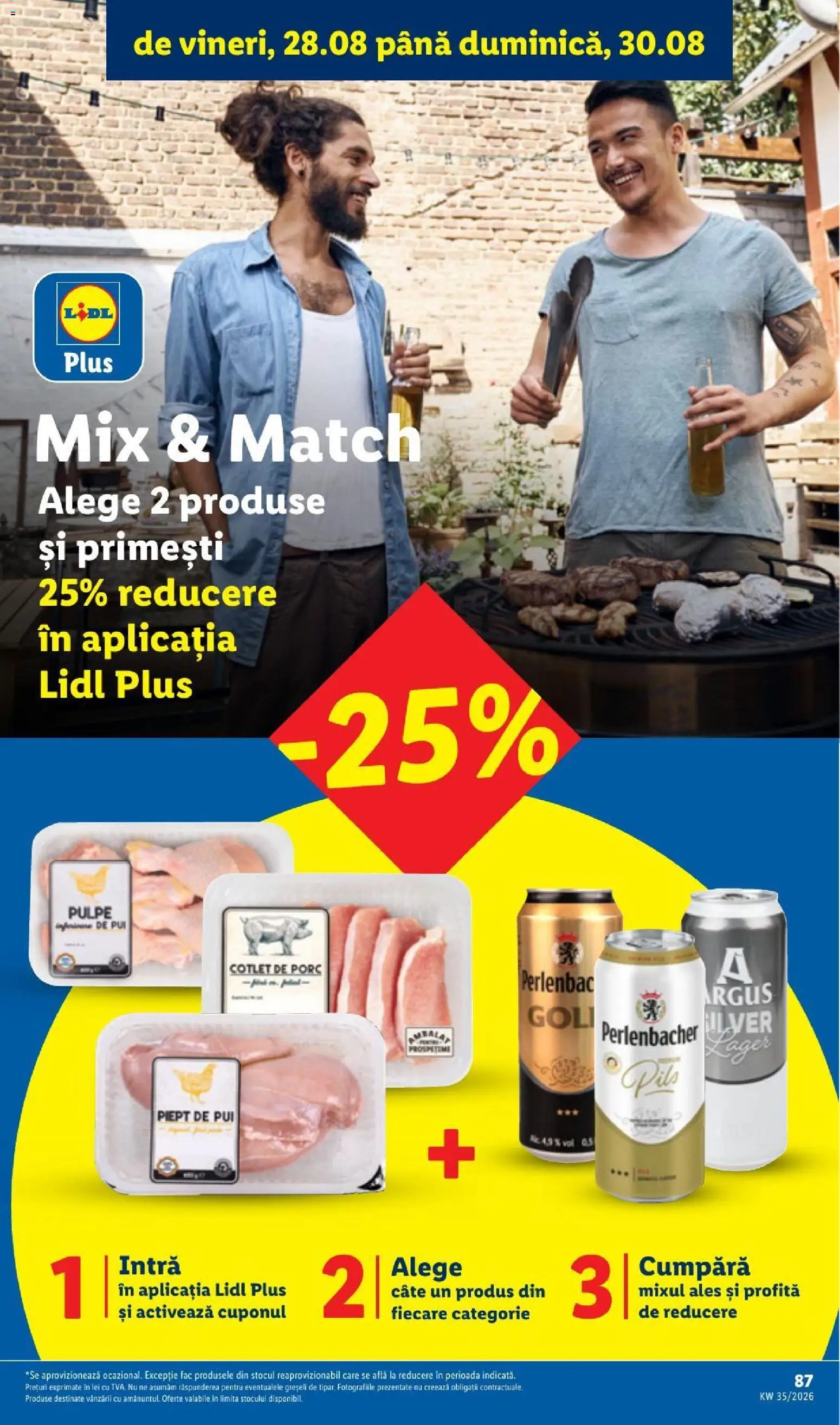 Noul catalog Lidl – valabil de la 24.08.2026 | Pagină: 87 | Produse: Cotlet, Pui, Argus, Perlenbacher