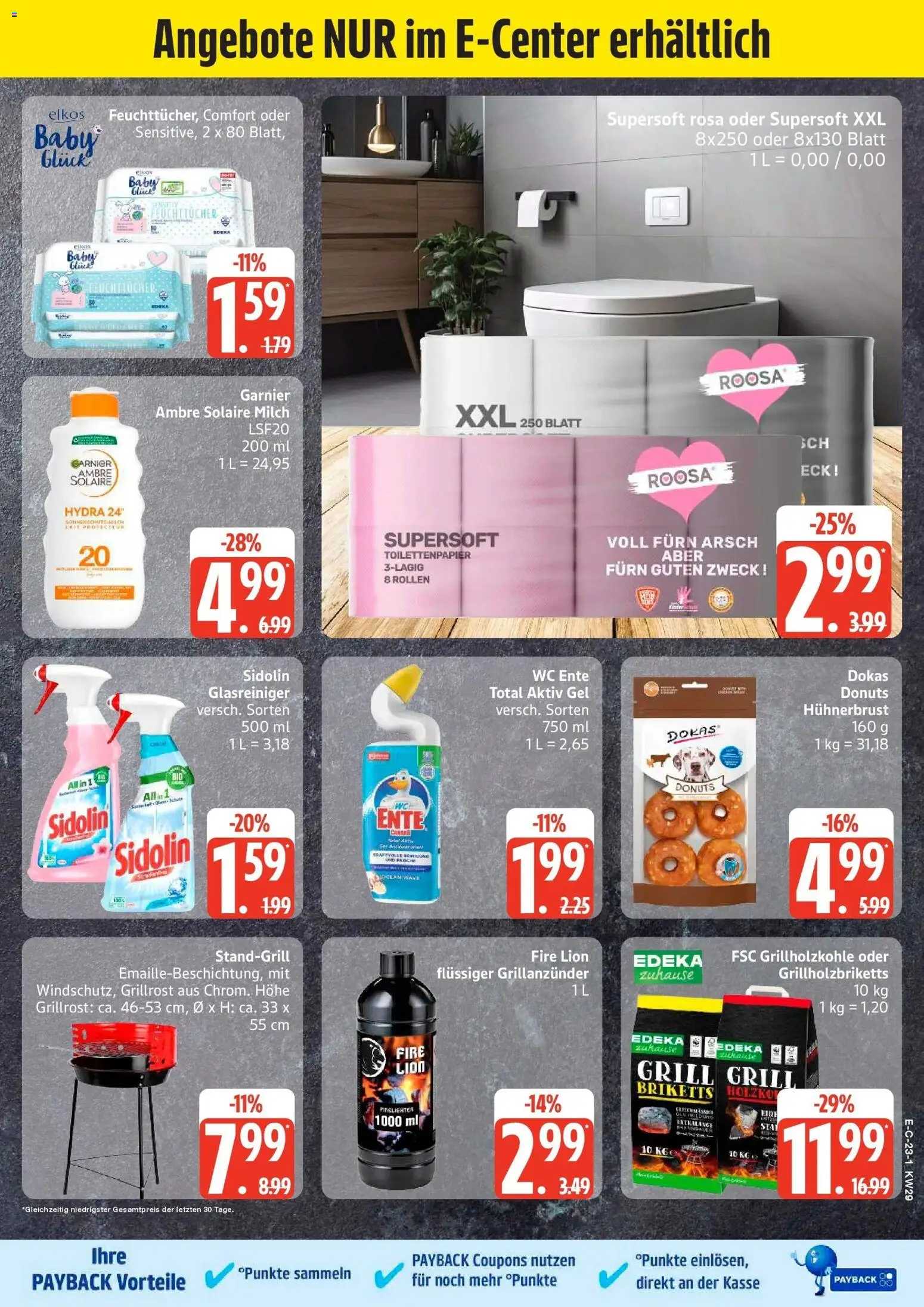 E center Prospekt Stralsund – gültig ab 13.07.2026 | Seite: 30 | Produkte: Milch, Donuts, Ente, Toilettenpapier