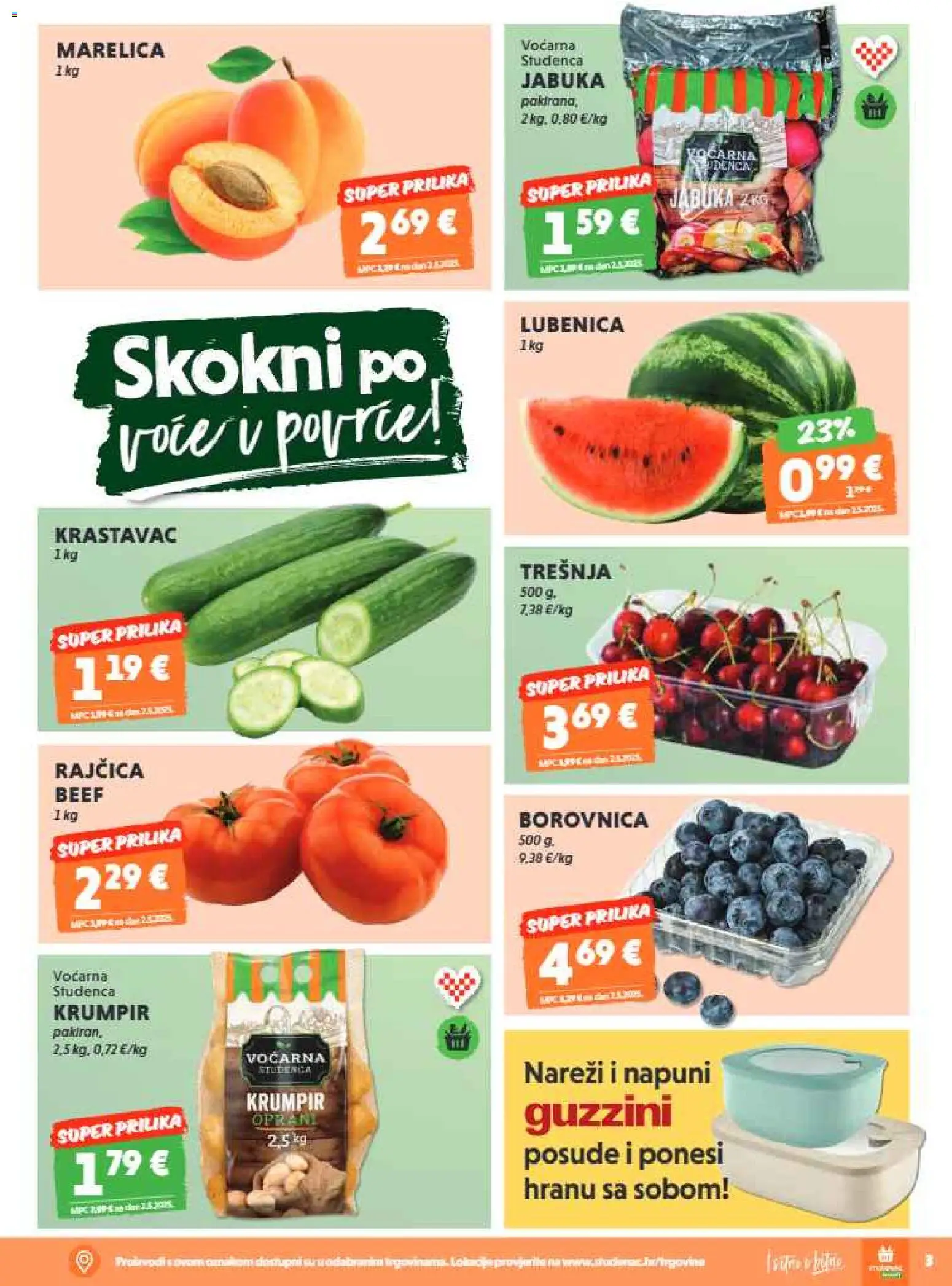 Studenac katalog | vrijedi od 03.06.2026 | Stranica: 3 | Proizvodi: Borovnica, Lubenica, Rajčica, Jabuka