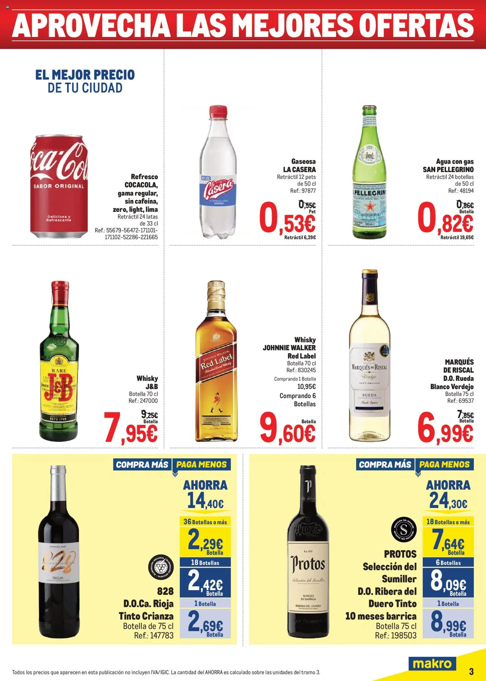Makro Precios Centro │ válido desde el 15.06.2026 | Página: 3 | Productos: Lima, Agua con gas, Whisky, Gaseosa