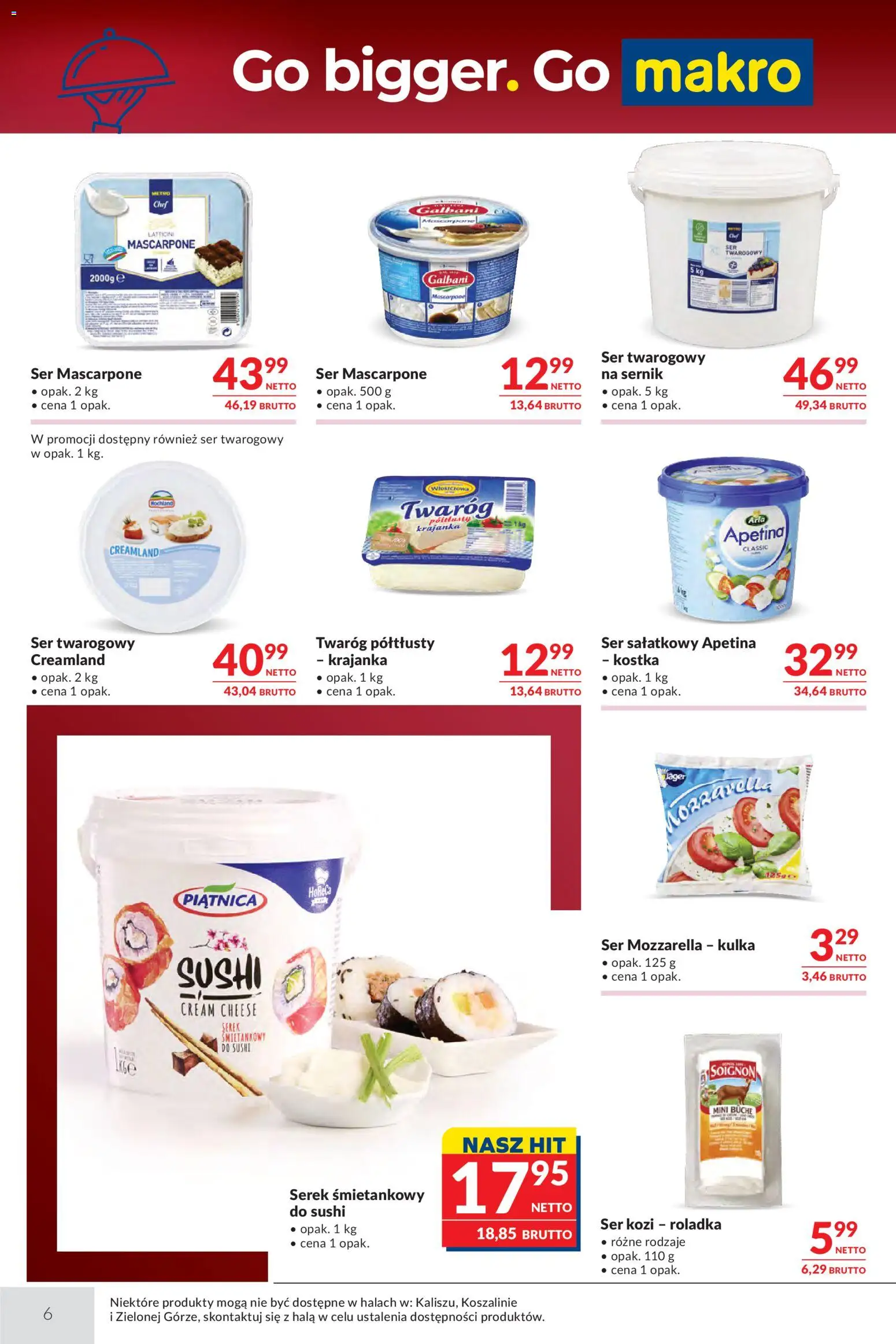 Makro gazetka - Oferta dla Gastronomii od 13.10.2026 | Strona: 6 | Produkty: Cream cheese, Serek, Mascarpone, Ser mascarpone