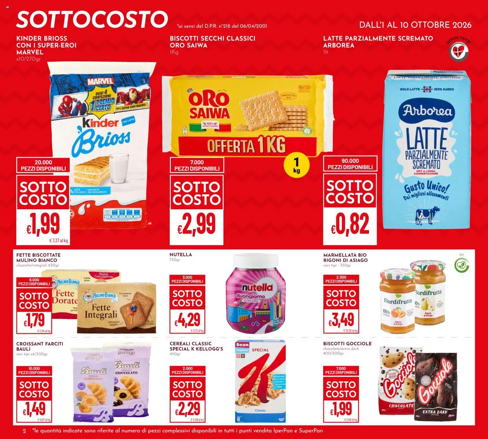 Volantino Pan del 01/10/2026 | Pagina: 2 | Prodotti: Cioccolato, Latte, Fette biscottate, Marmellata