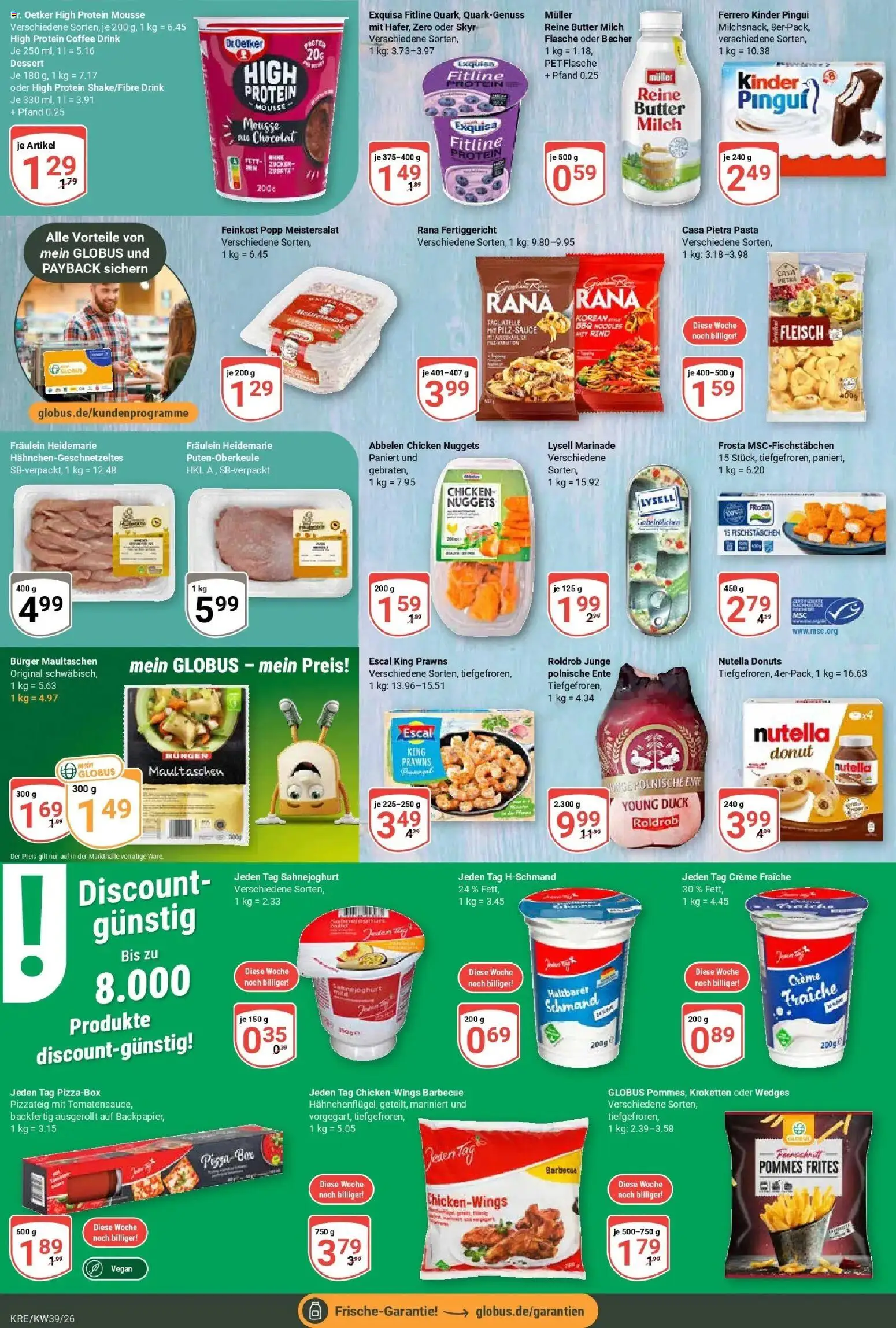 Globus Prospekt Krefeld (ab 21.09.2026) » Angebote online | Seite: 10 | Produkte: Butter, Donuts, Pasta, Fleisch