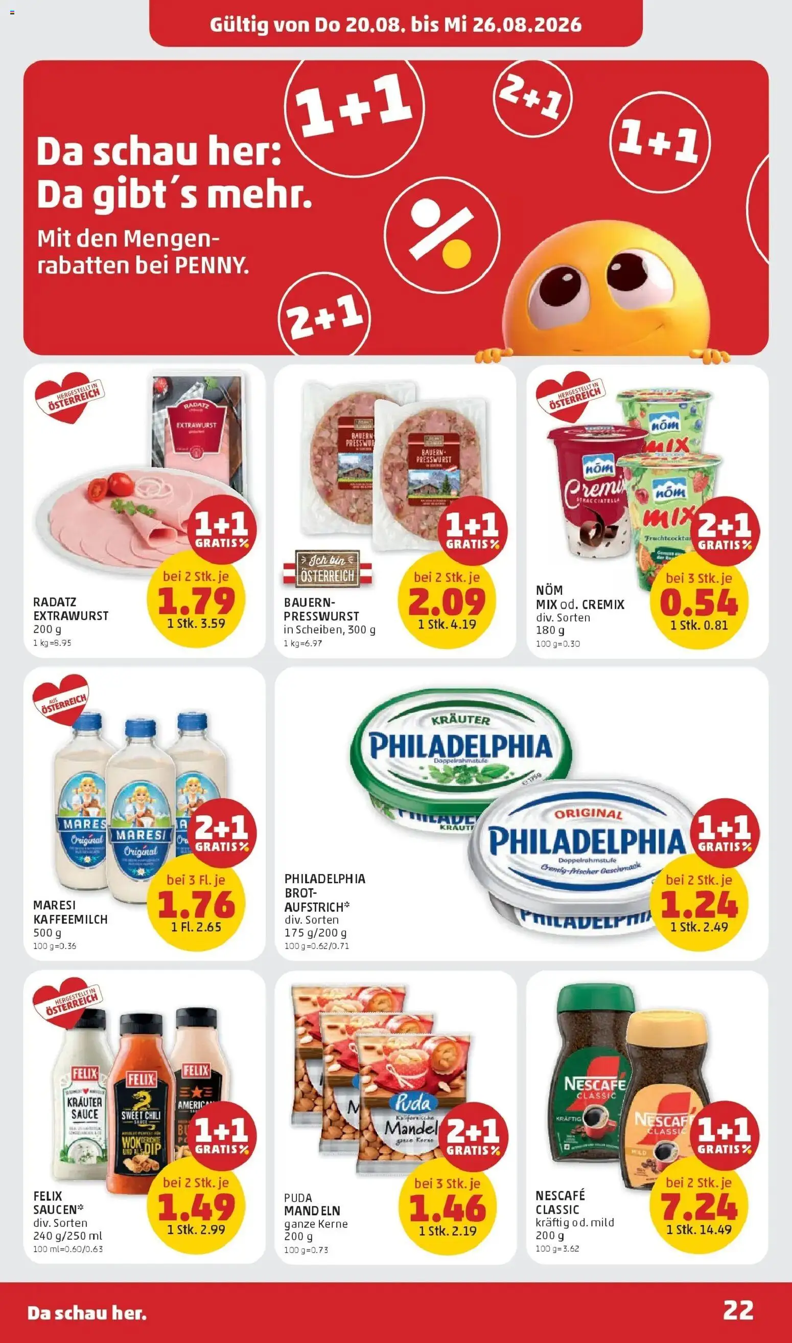 Penny Markt Die ganze Woche sparen ab (20.08.2026) - Angebote, Prospekt | Seite: 22 | Produkte: Mandel, Chili, Brot
