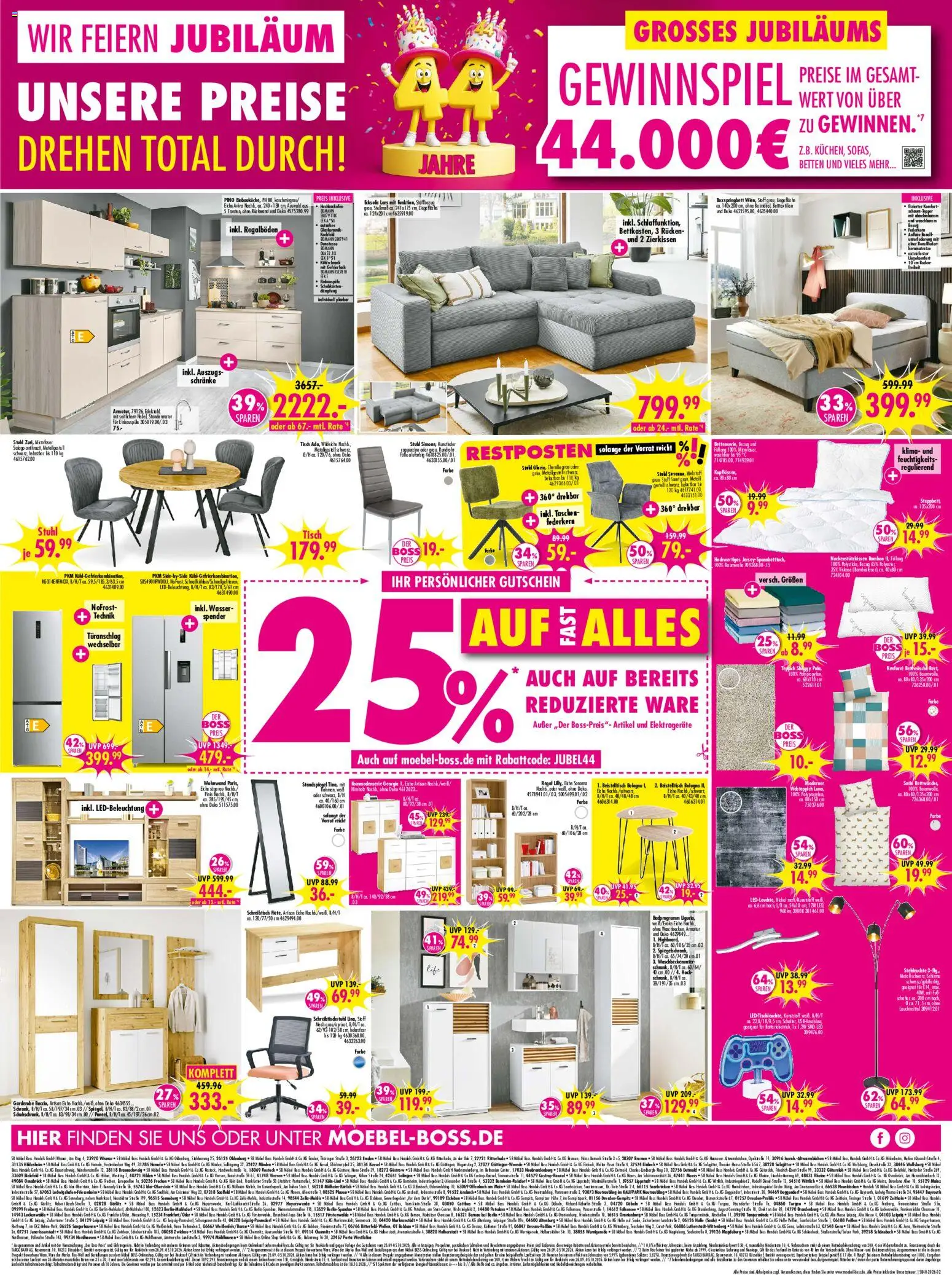 SB Möbel Boss Prospekt – gültig ab 26.09.2026 | Seite: 2 | Produkte: Beistelltisch, Boxspringbett, Stuhl, Standspiegel