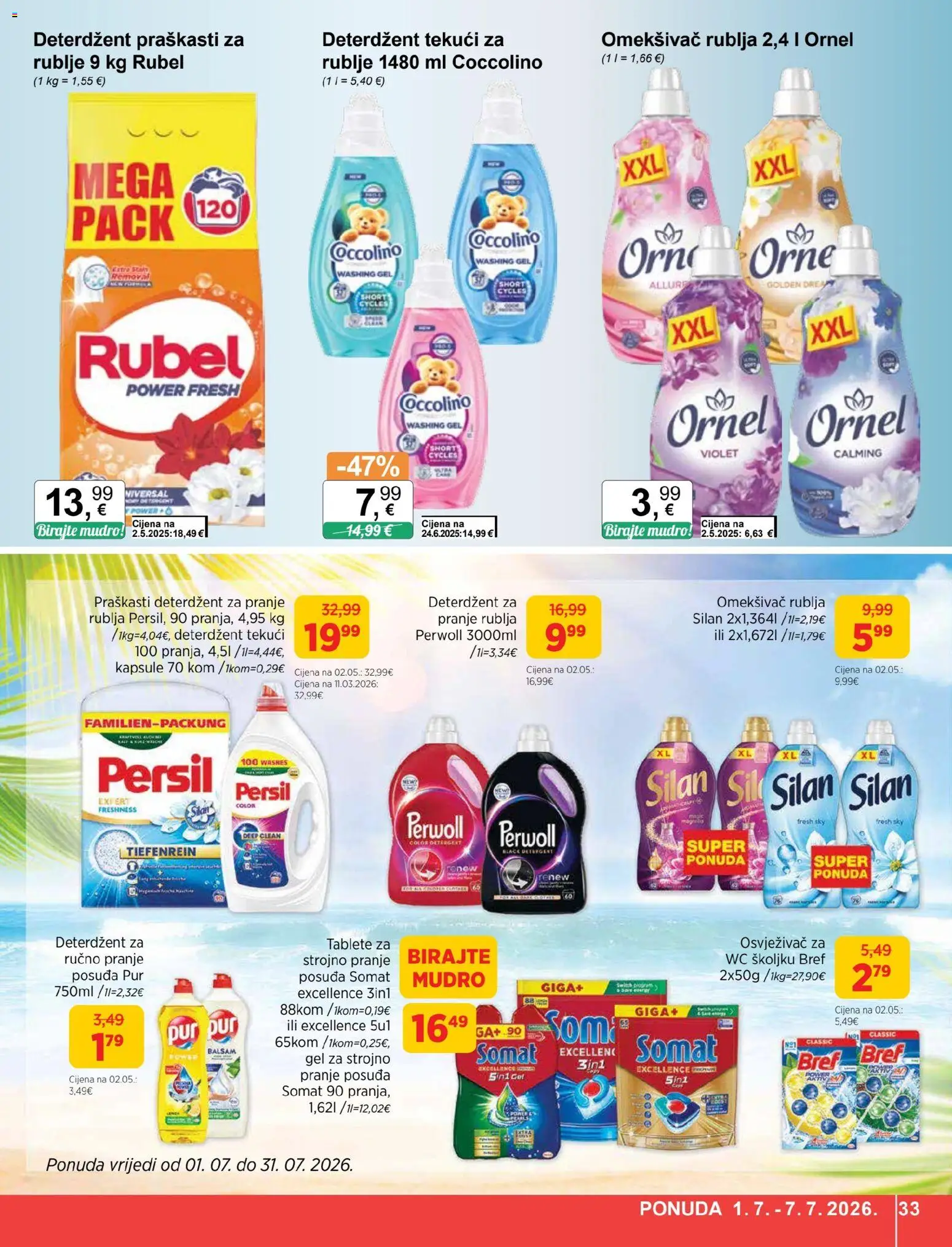 KTC katalog | vrijedi od 01.07.2026 | Stranica: 33 | Proizvodi: Deterdžent, Somat, Coccolino, Persil