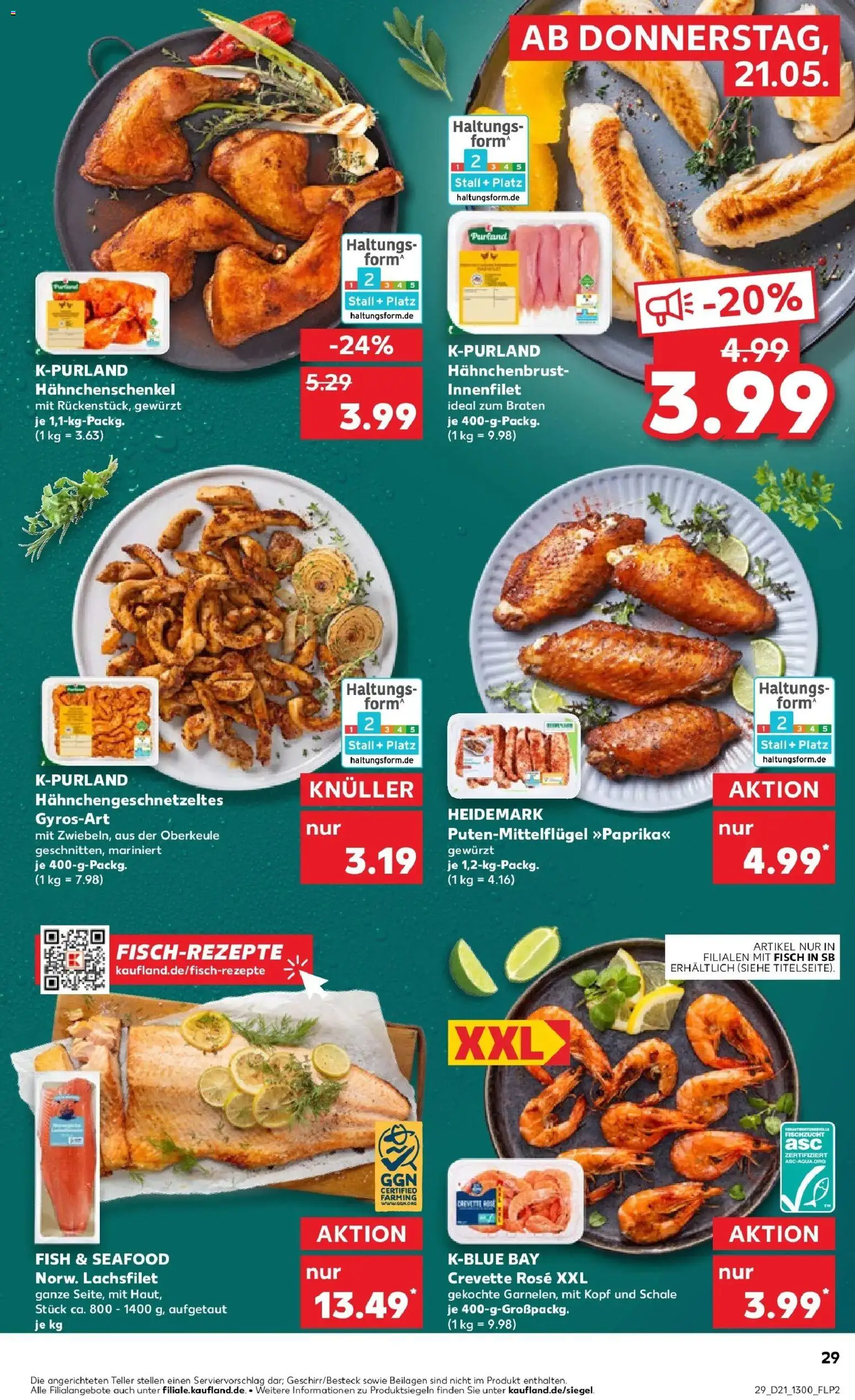 Kaufland Prospekt Dorsten – gültig ab 21.05.2026 | Seite: 29 | Produkte: Hahnchenschenkel, Fisch, Hahnchenbrust