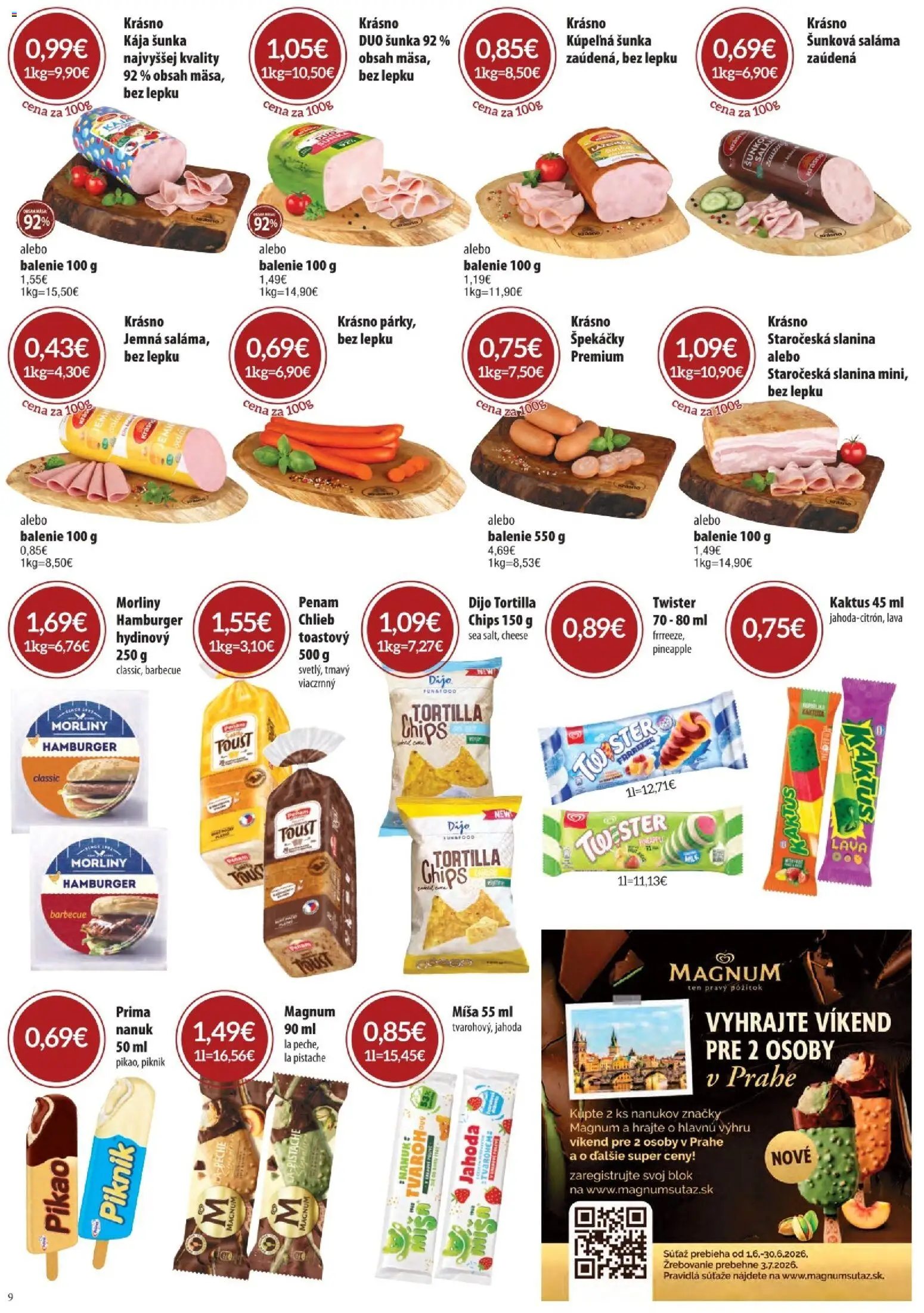 Nové CBA Komfos akcie – leták je platný od 04.06.2026 | Strana: 8 | Produkty: Kúpelňa, Šunka, Slanina, Magnum