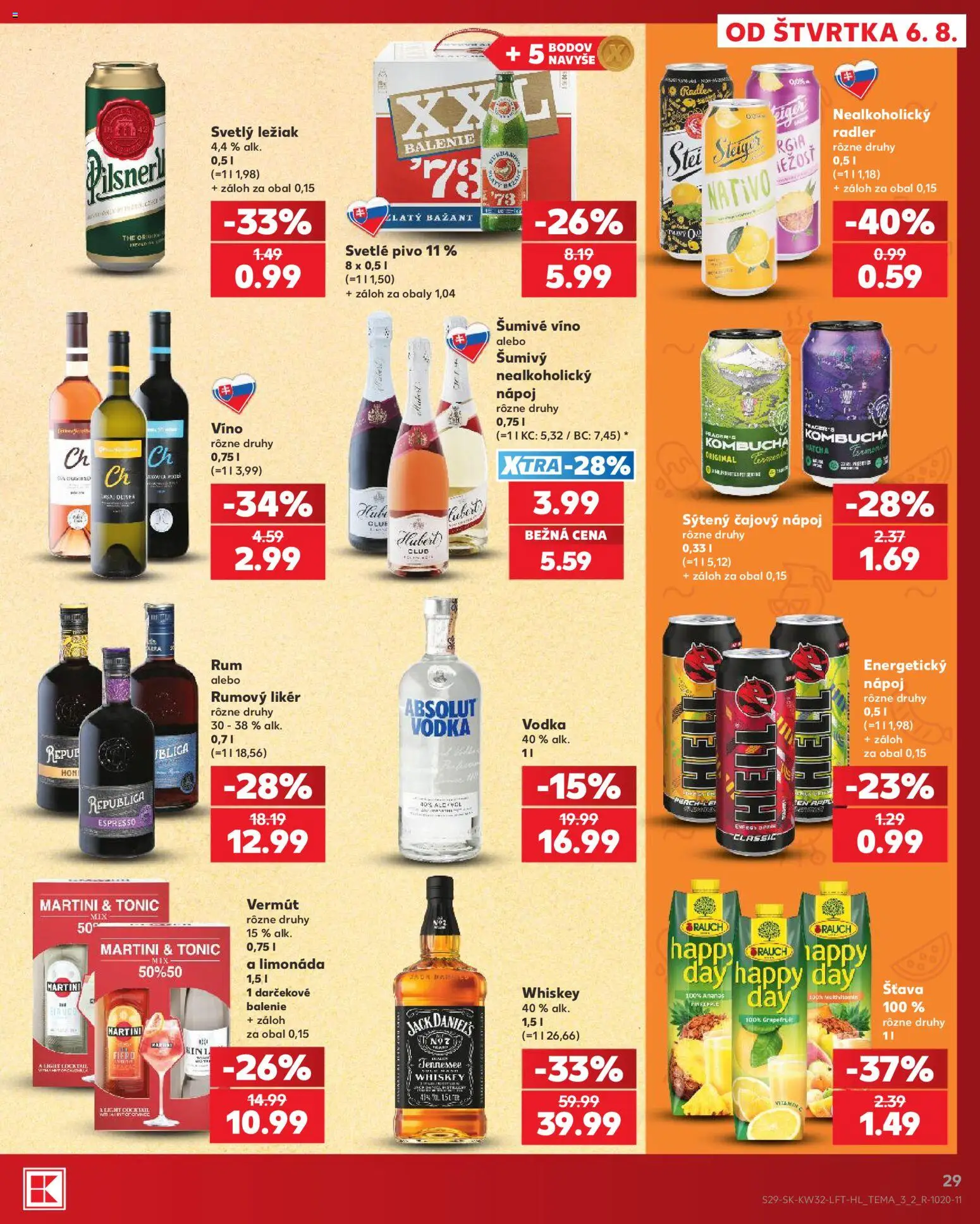 Nové Kaufland akcie – leták je platný od 06.08.2026 | Strana: 29 | Produkty: Pivo, Víno, Ananás, Grapefruit
