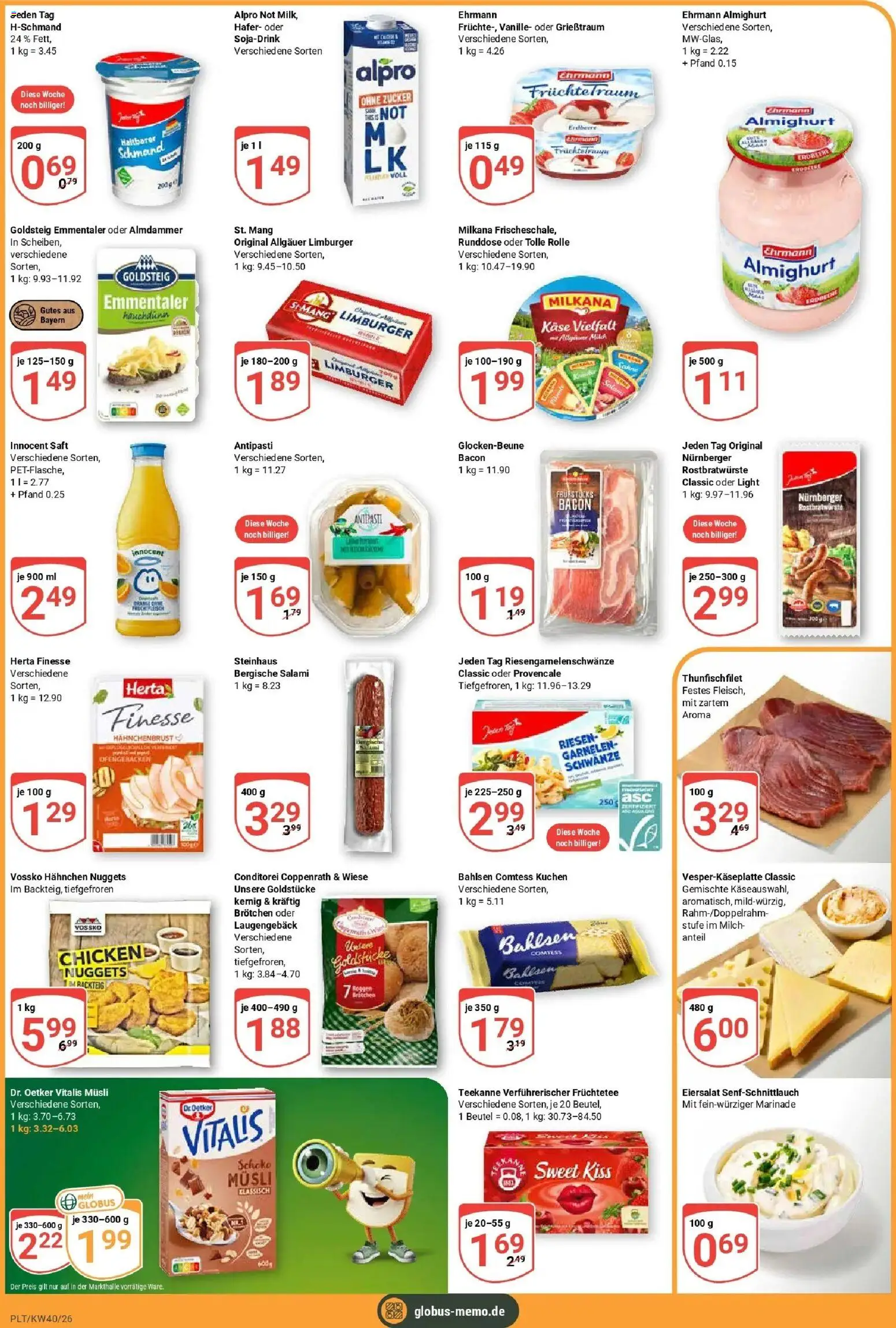 Globus Prospekt Plattling (ab 28.09.2026) » Angebote online | Seite: 3 | Produkte: Musli, Vanille, Teekanne, Salami