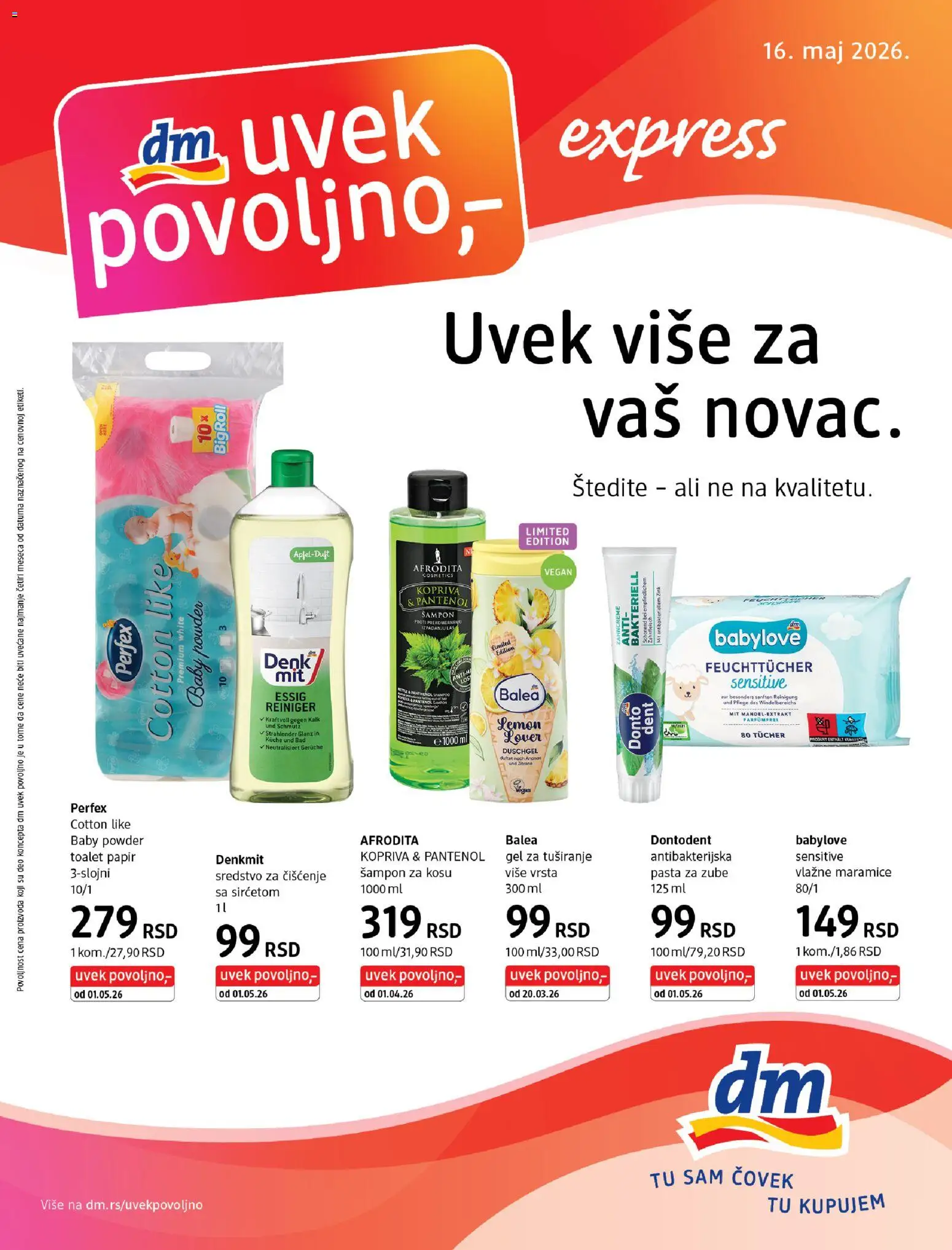 DM Drogerie katalog - važi od 16.05.2026 | Strana: 1 | Proizvode: Ananas, Šampon, Vlažne maramice, Pasta za zube