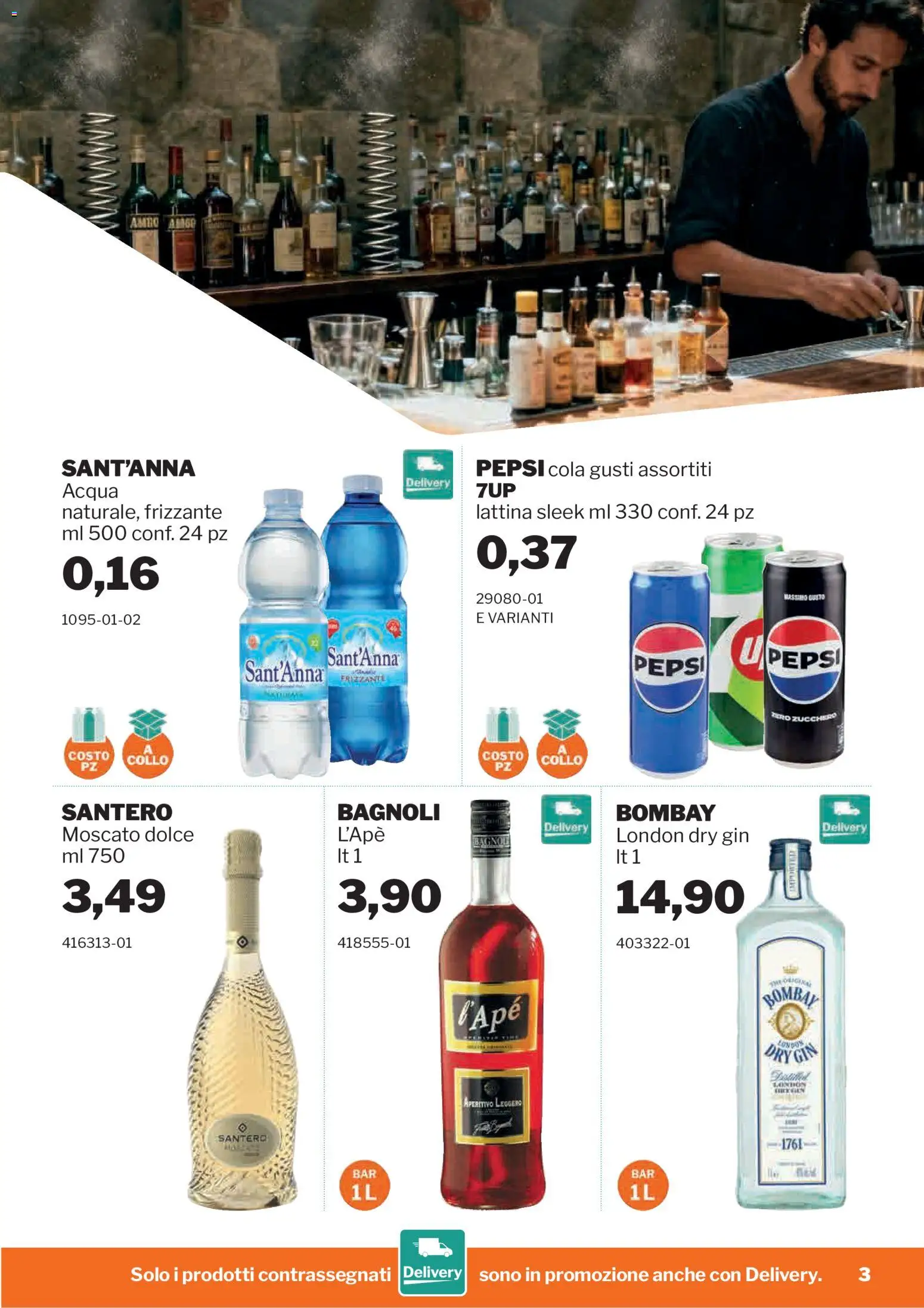 Volantino Sogegross del 23/09/2026 | Pagina: 3 | Prodotti: Gin, Acqua, Pepsi, Aperitivo