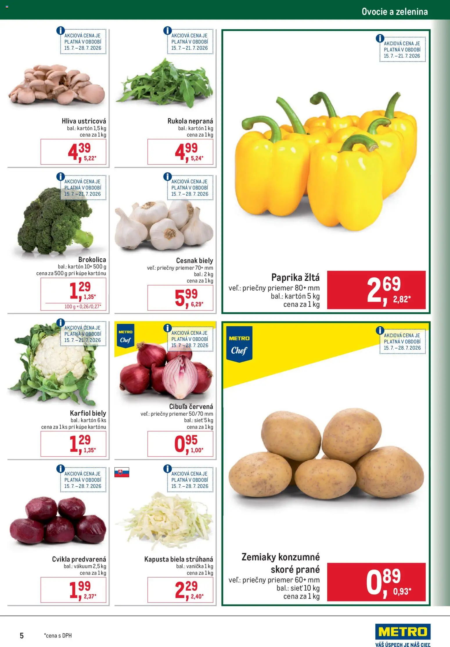 Nové Metro akcie – leták je platný od 15.07.2026 | Strana: 5 | Produkty: Kapusta, Cesnak, Cvikla, Cibuľa
