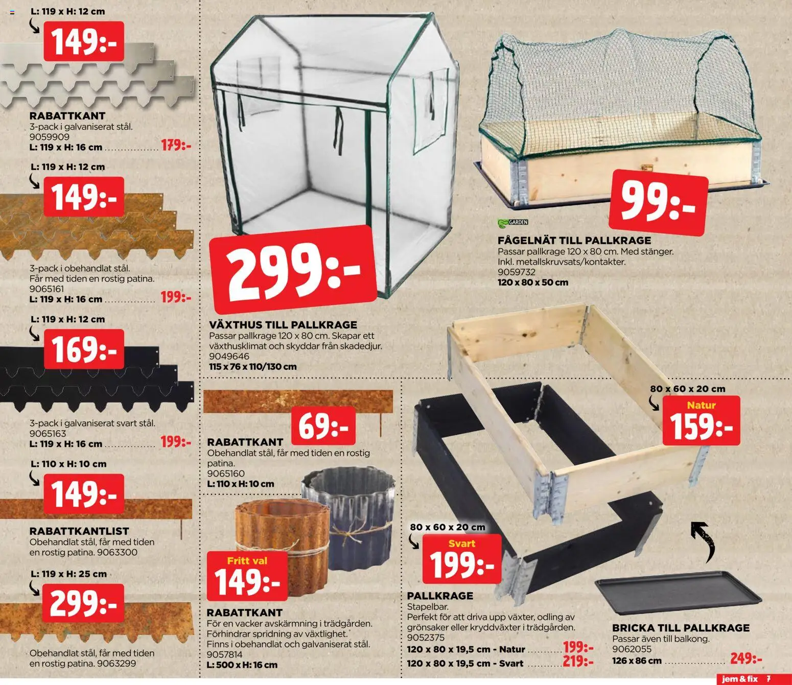 Jem & Fix reklamblad aktuell från 18.05.2026 | Sida: 7 | Produkter: Växthus, Pallkrage