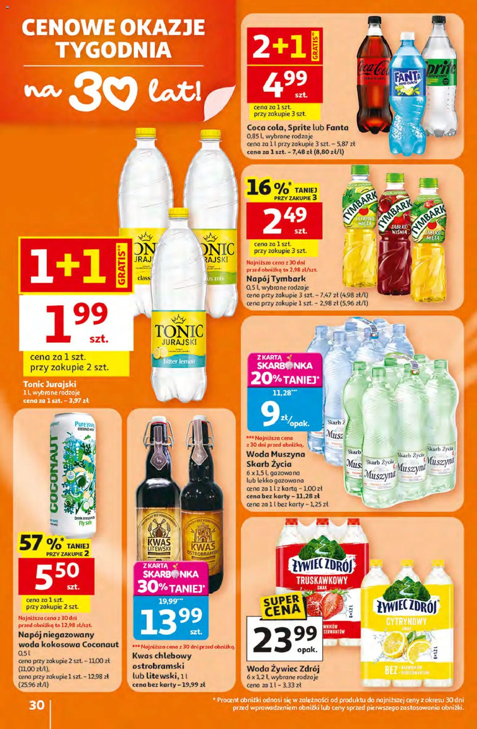 Auchan gazetka - 30 Lat Hipermarket od 16.04.2026 | Strona: 30 | Produkty: Karta, Woda żywiec, Kwas chlebowy, Mięta