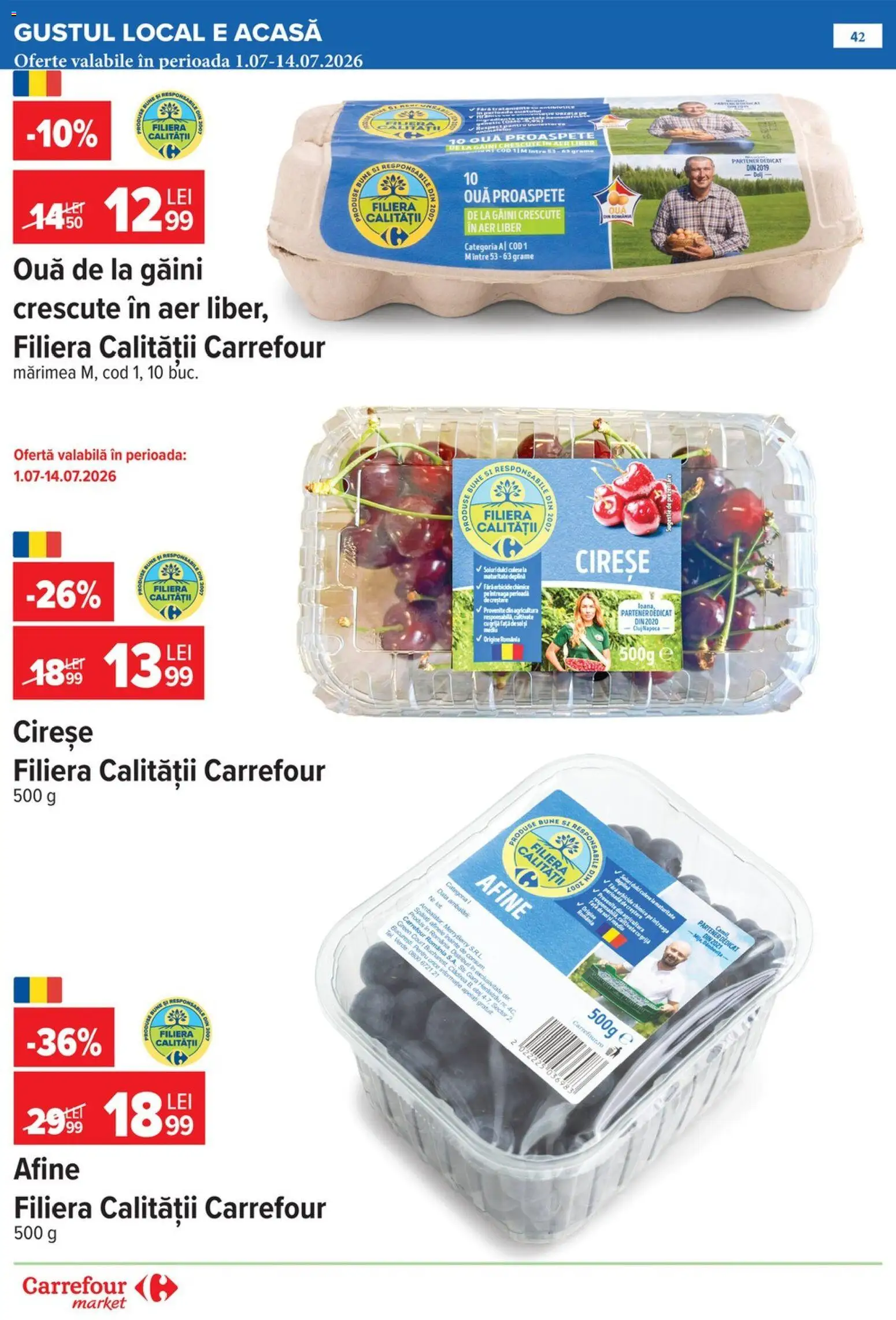 Noul catalog Carrefour – valabil de la 08.07.2026 | Pagină: 43 | Produse: Afine, Ouă, Cireșe