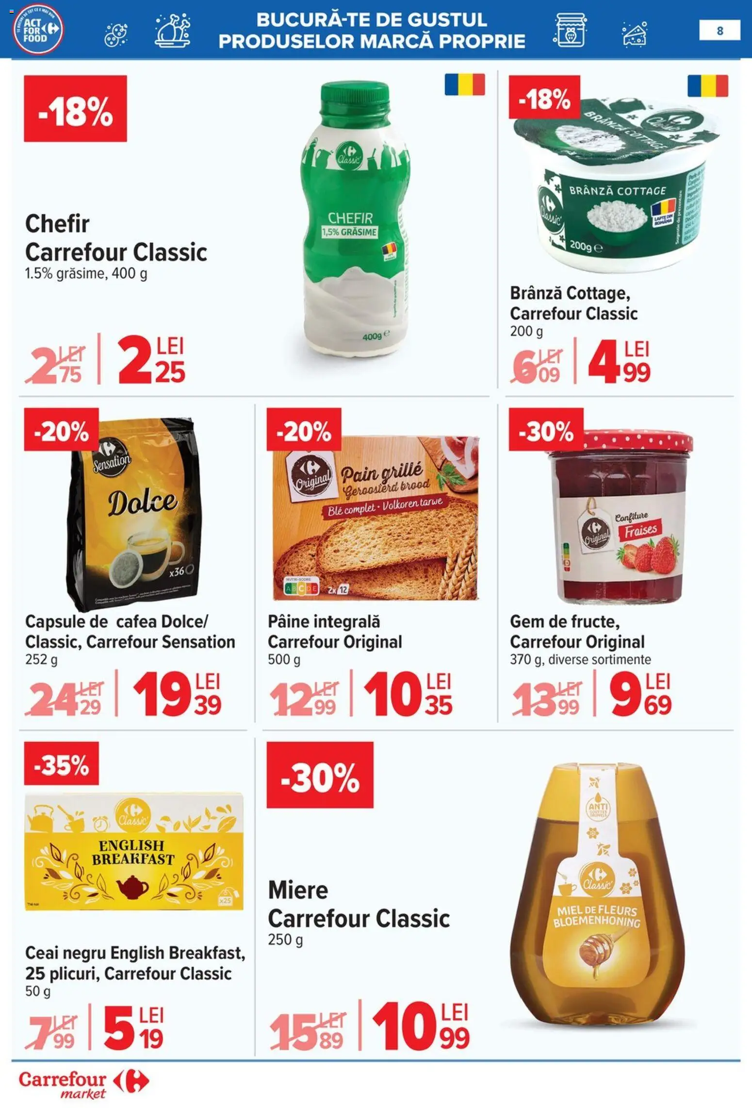 Noul catalog Carrefour – valabil de la 10.06.2026 | Pagină: 8 | Produse: Gem, Brânză, Pâine, Ceai