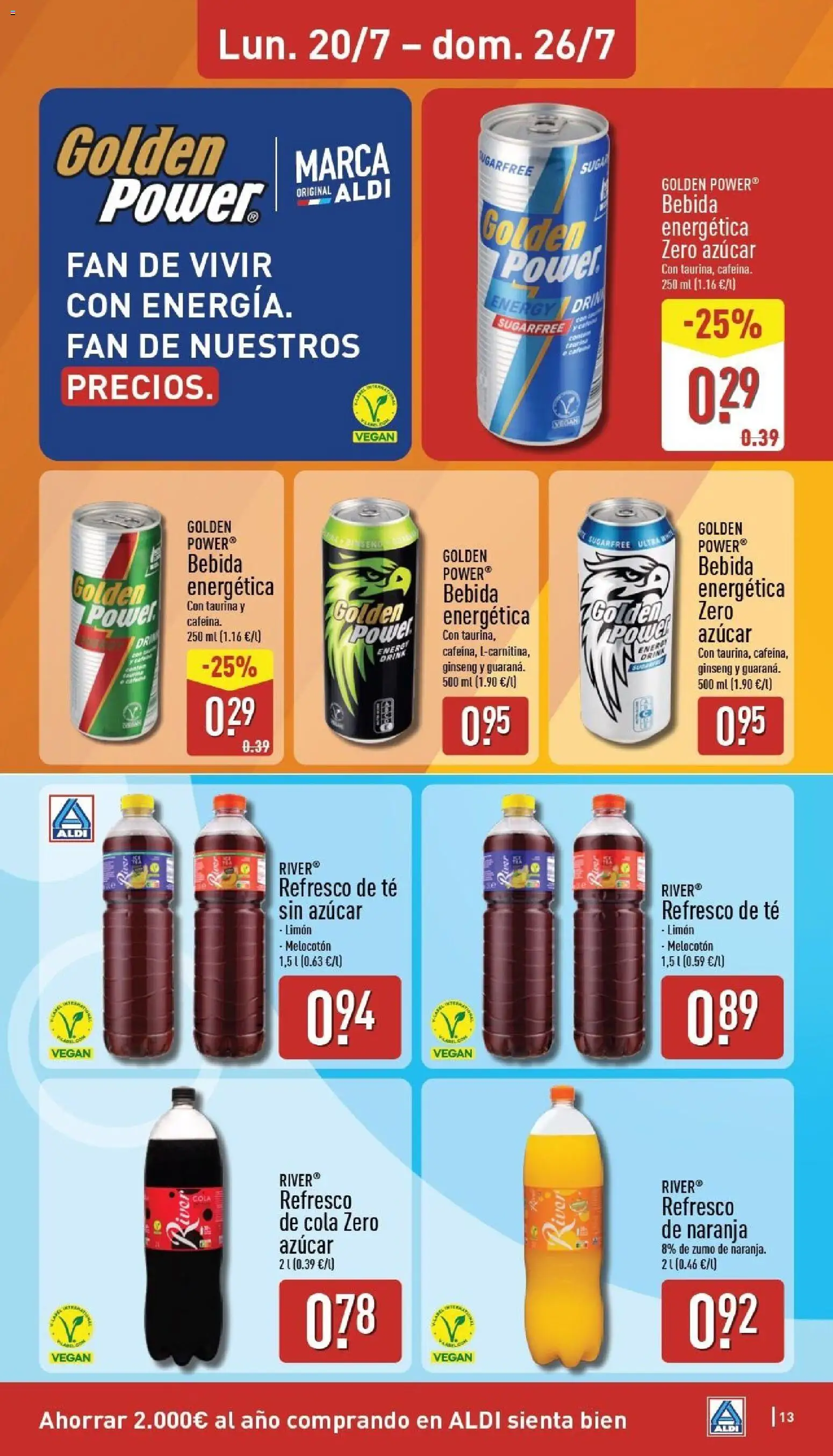 Aldi folleto Península │ válido desde el 20/07/2026 | Página: 13 | Productos: Bebida energética, Limón, Té, Azúcar