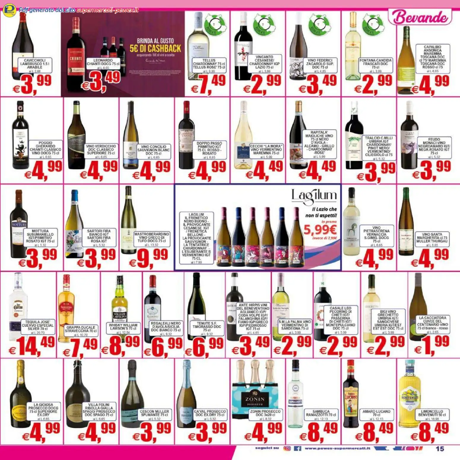 Volantino Pewex del 07.04.2026 | Pagina: 15 | Prodotti: Prosecco, Whisky, Tequila, Amaro