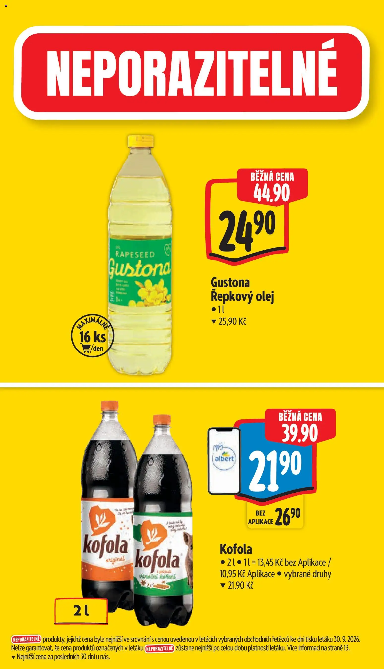 Albert leták - Hypermarket - Znojmo od 07.10.2026 | Strana: 4 | Produkty: Olej, Řepkový olej, Kofola, Cola
