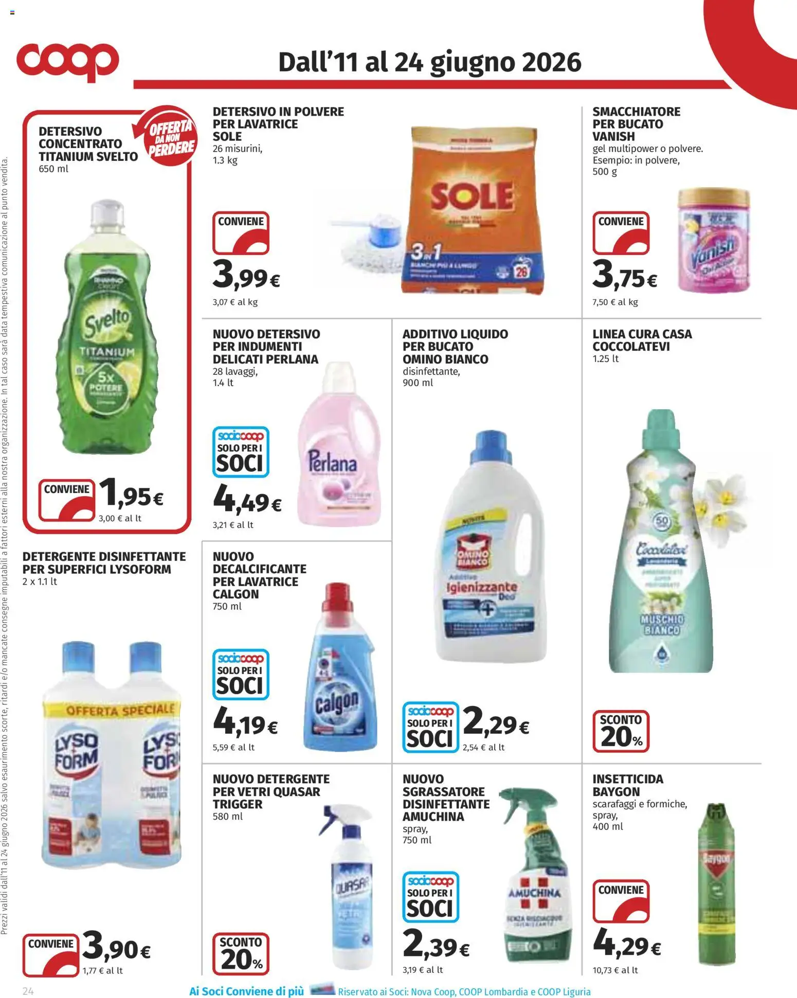 Volantino COOP del 11.06.2026 | Pagina: 24 | Prodotti: Detersivo in polvere, Smacchiatore, Lavatrice, Data