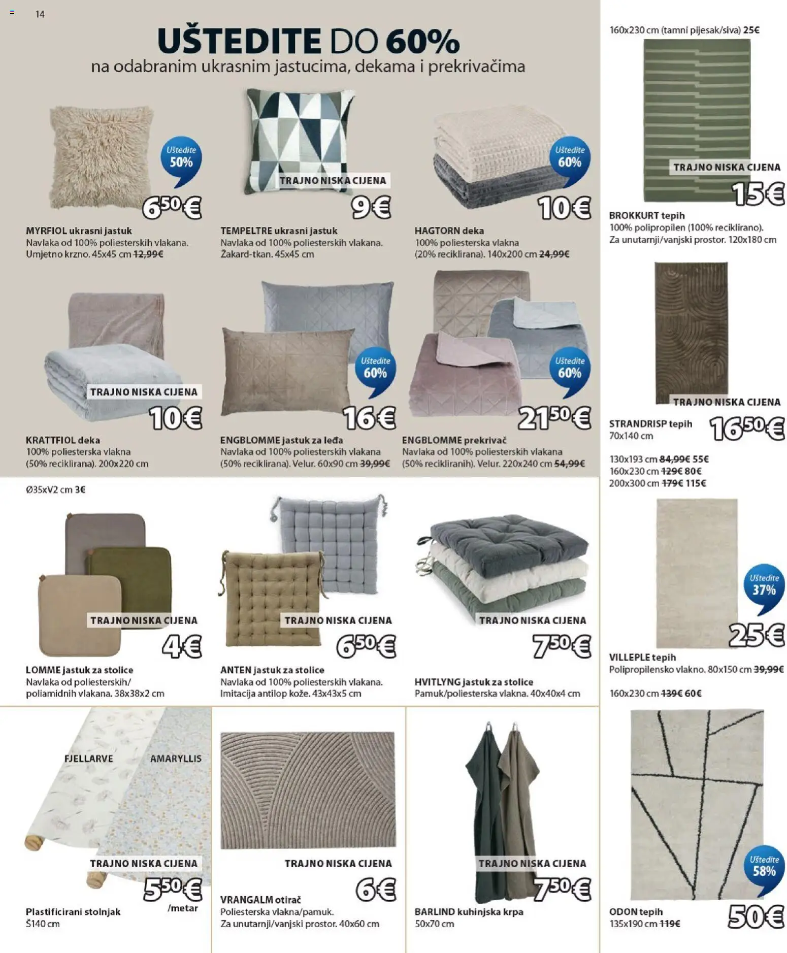 JYSK katalog | vrijedi od 29.07.2026 | Stranica: 14 | Proizvodi: Otirač, Krpa, Jastuk za stolice, Deka