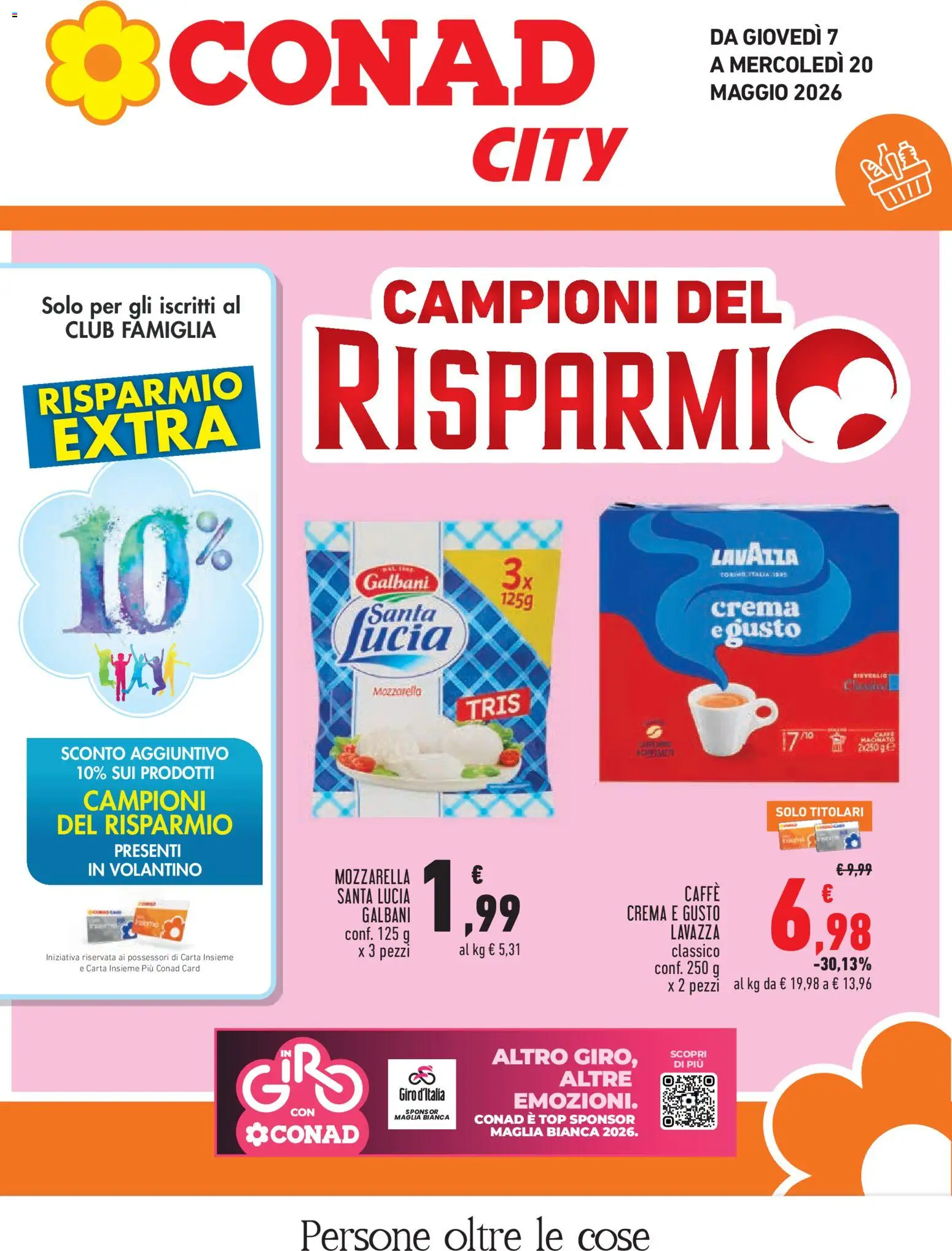 Volantino Conad del 07.05.2026 | Pagina: 1 | Prodotti: Crema, Caffè, Mozzarella, Lavazza