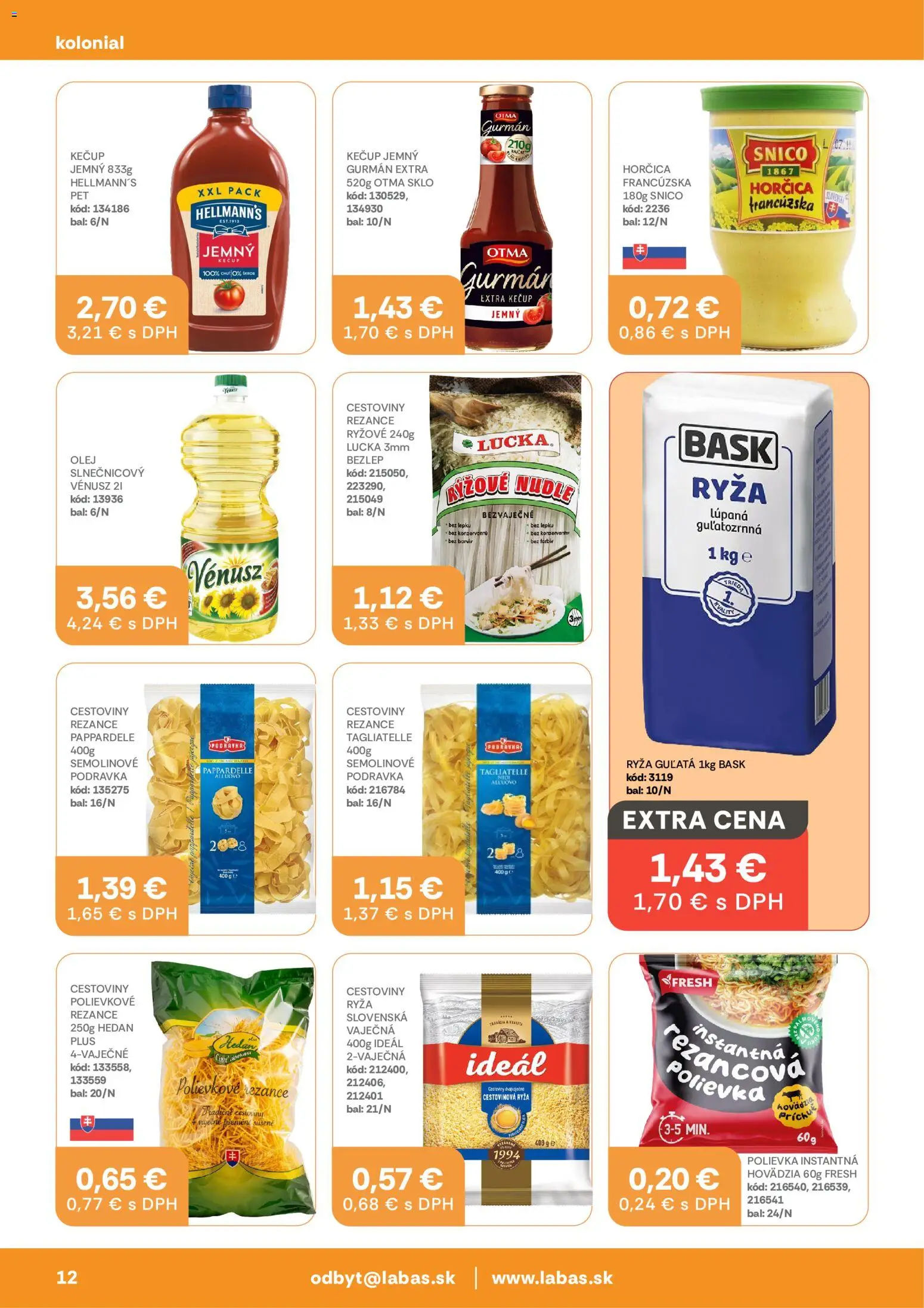 Nové Labaš akcie – leták je platný od 09.10.2026 | Strana: 12 | Produkty: Cestoviny, Lucka, Rezance, Horčica