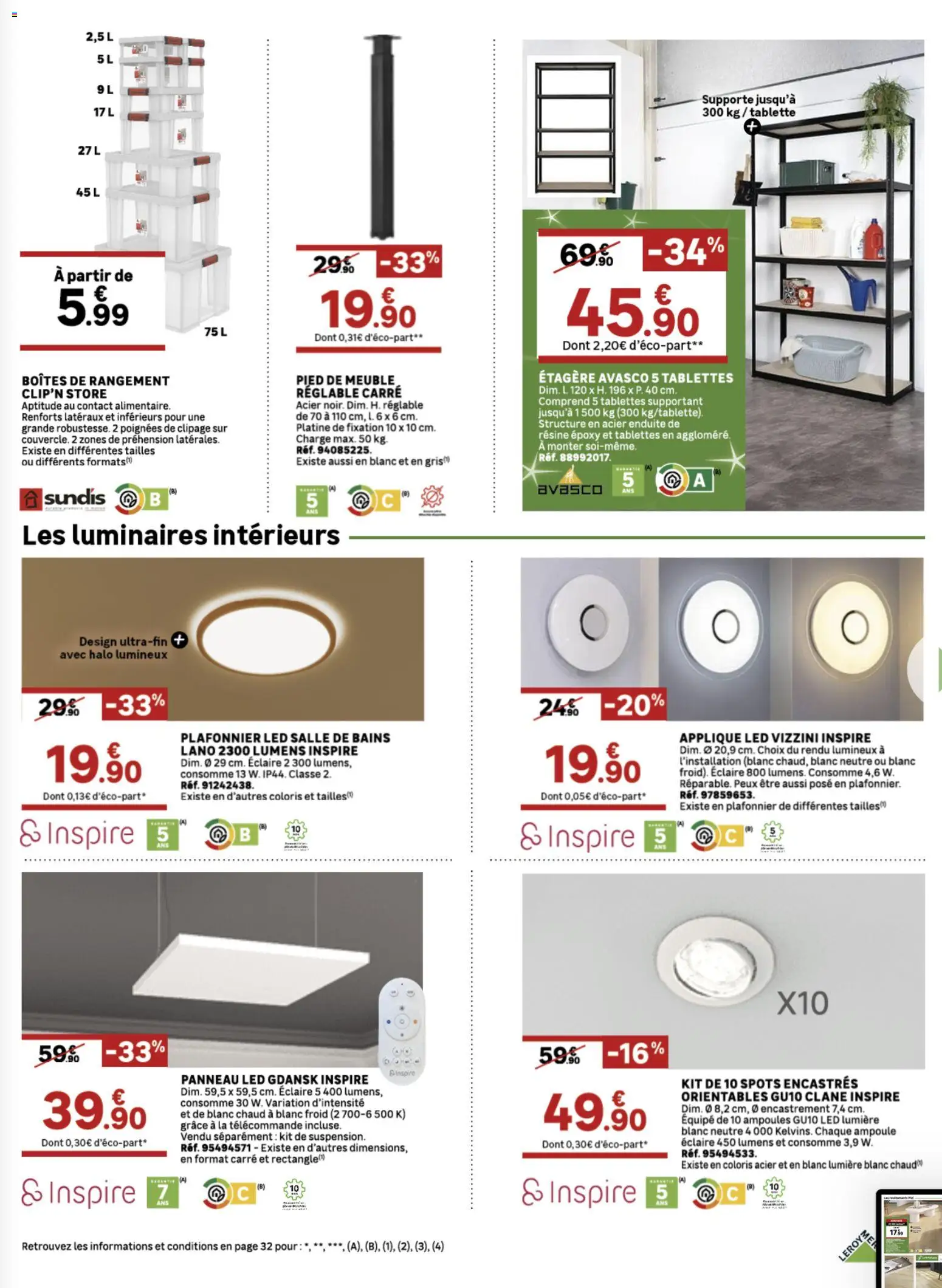 {H1} | Page: 15 | Produits: Store, Étagère, Applique LED, Boîtes de rangement