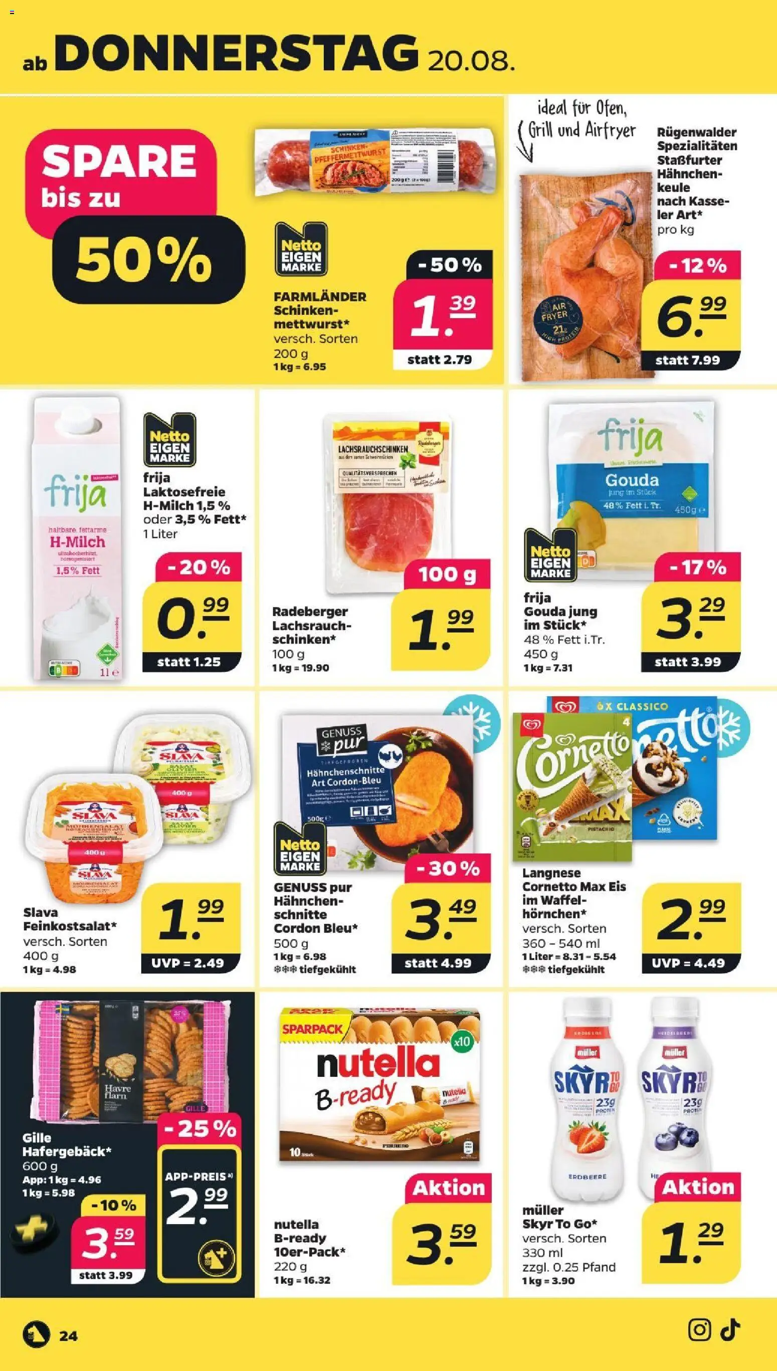 Netto Prospekt – gültig ab 17.08.2026 | Seite: 28 | Produkte: Langnese, Spezialitäten, Gouda, Schinken